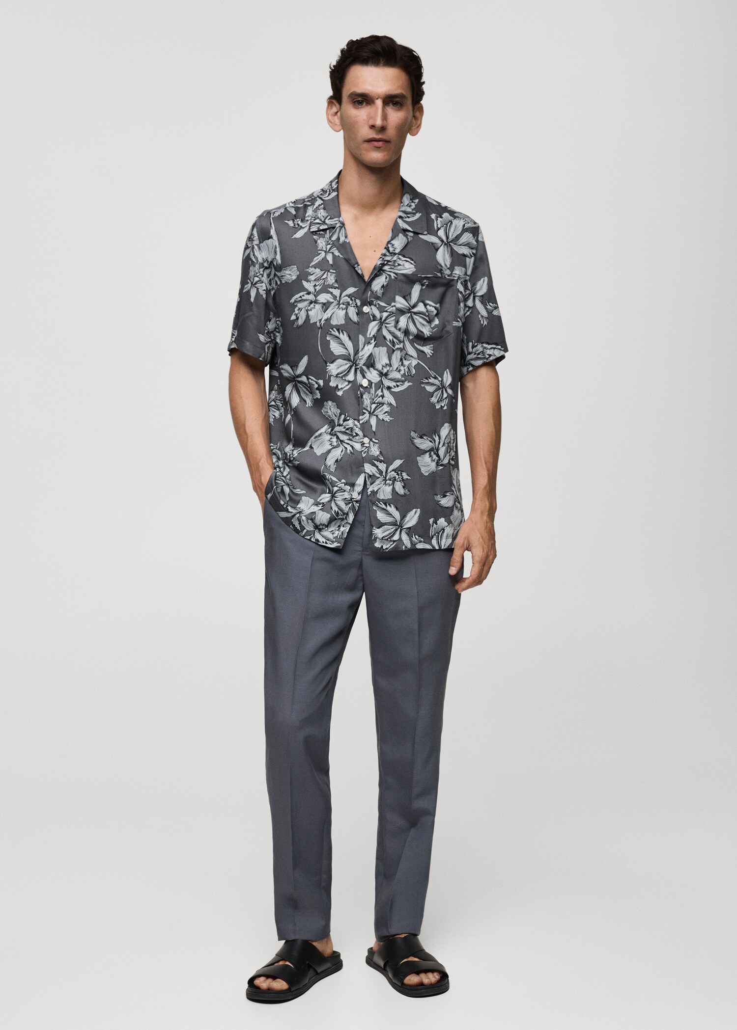 Regular-fit Hawaiian-print shirt - General plane