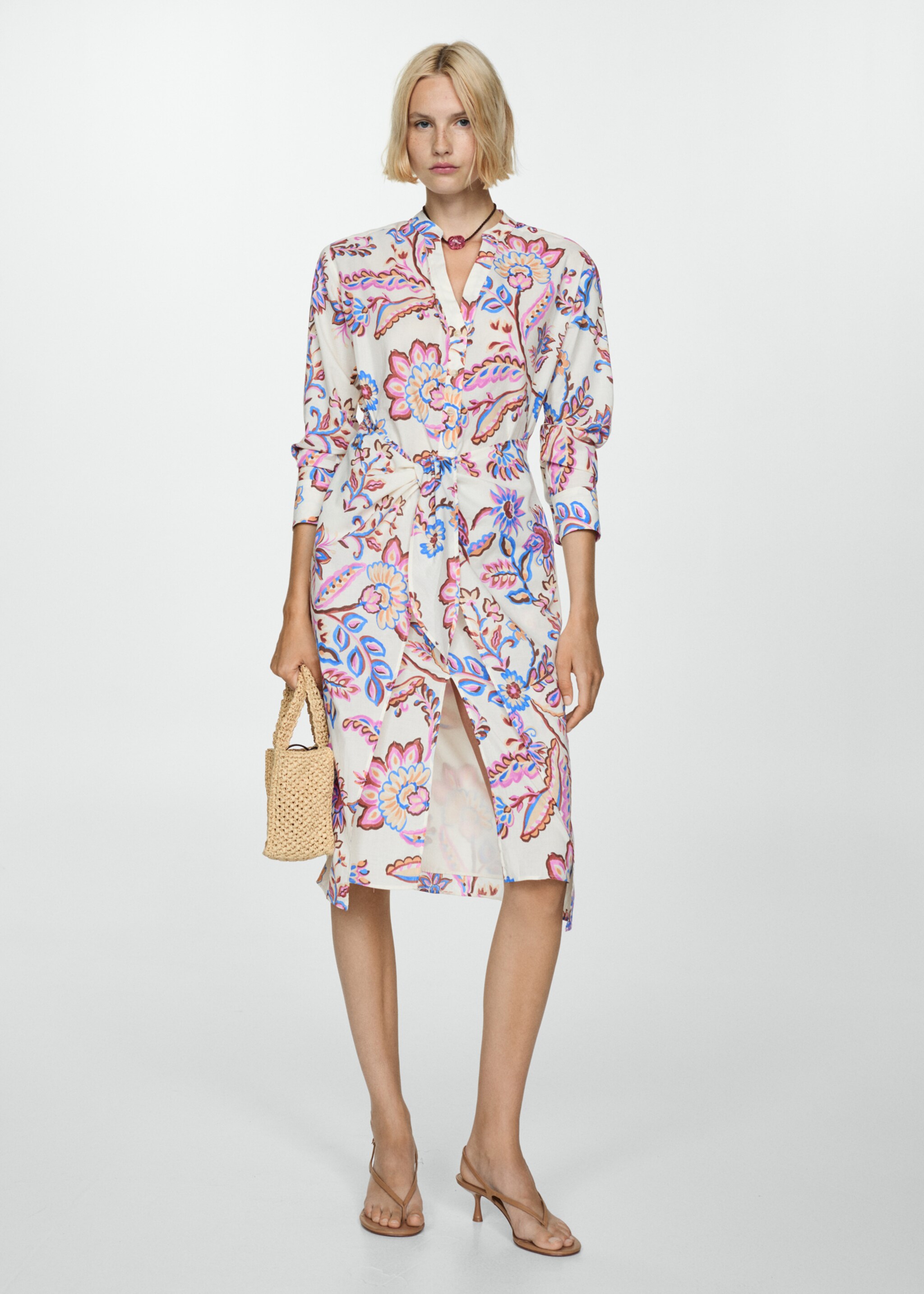 Floral-print dress with bow - General plane