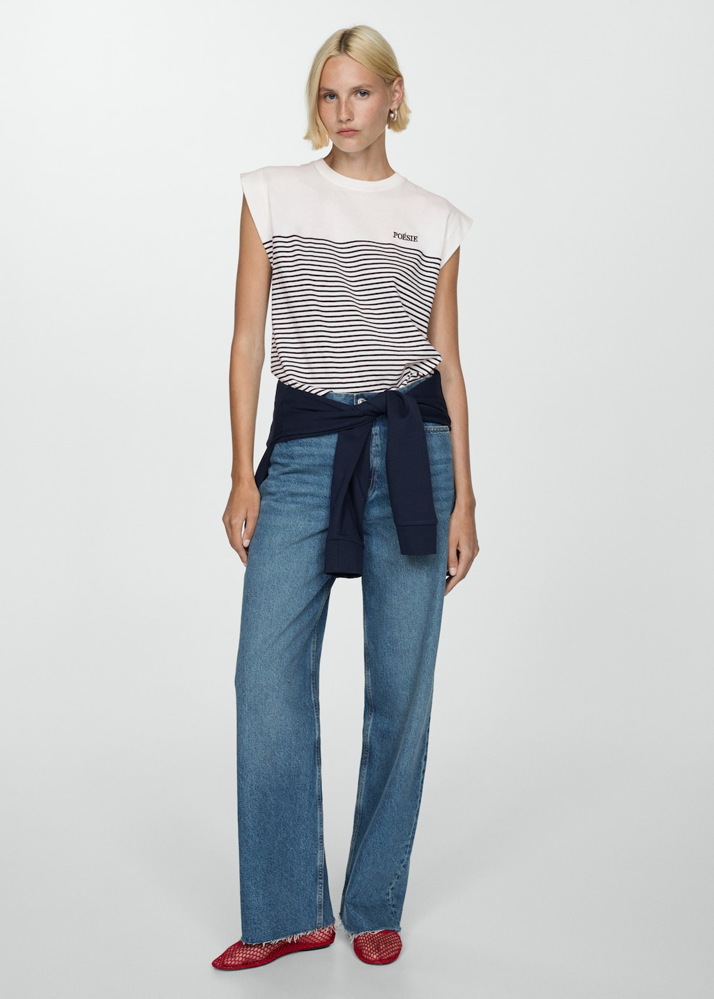 Camiseta rayas mujer mango sale