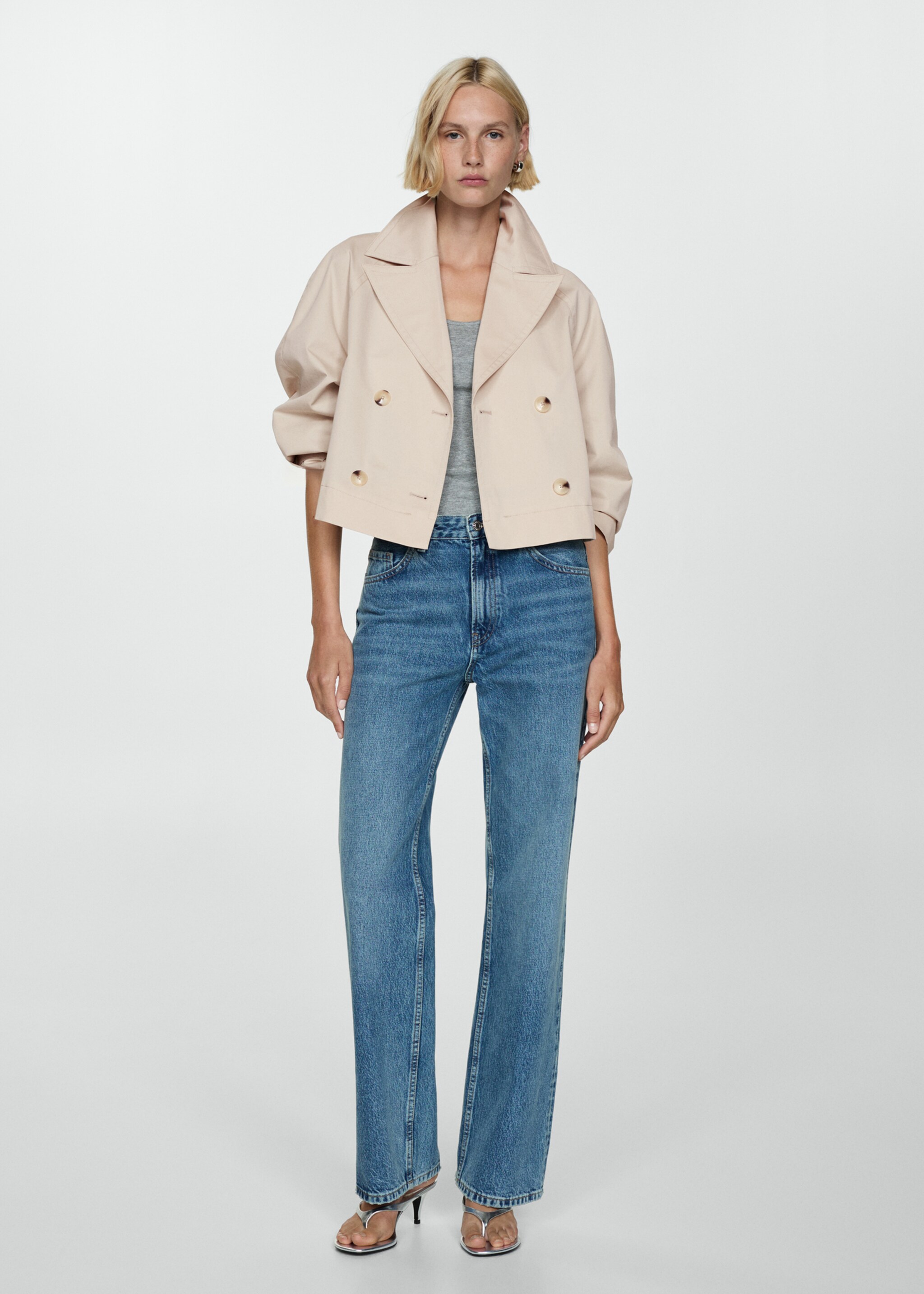 Cropped trench coat with lapels - General plane