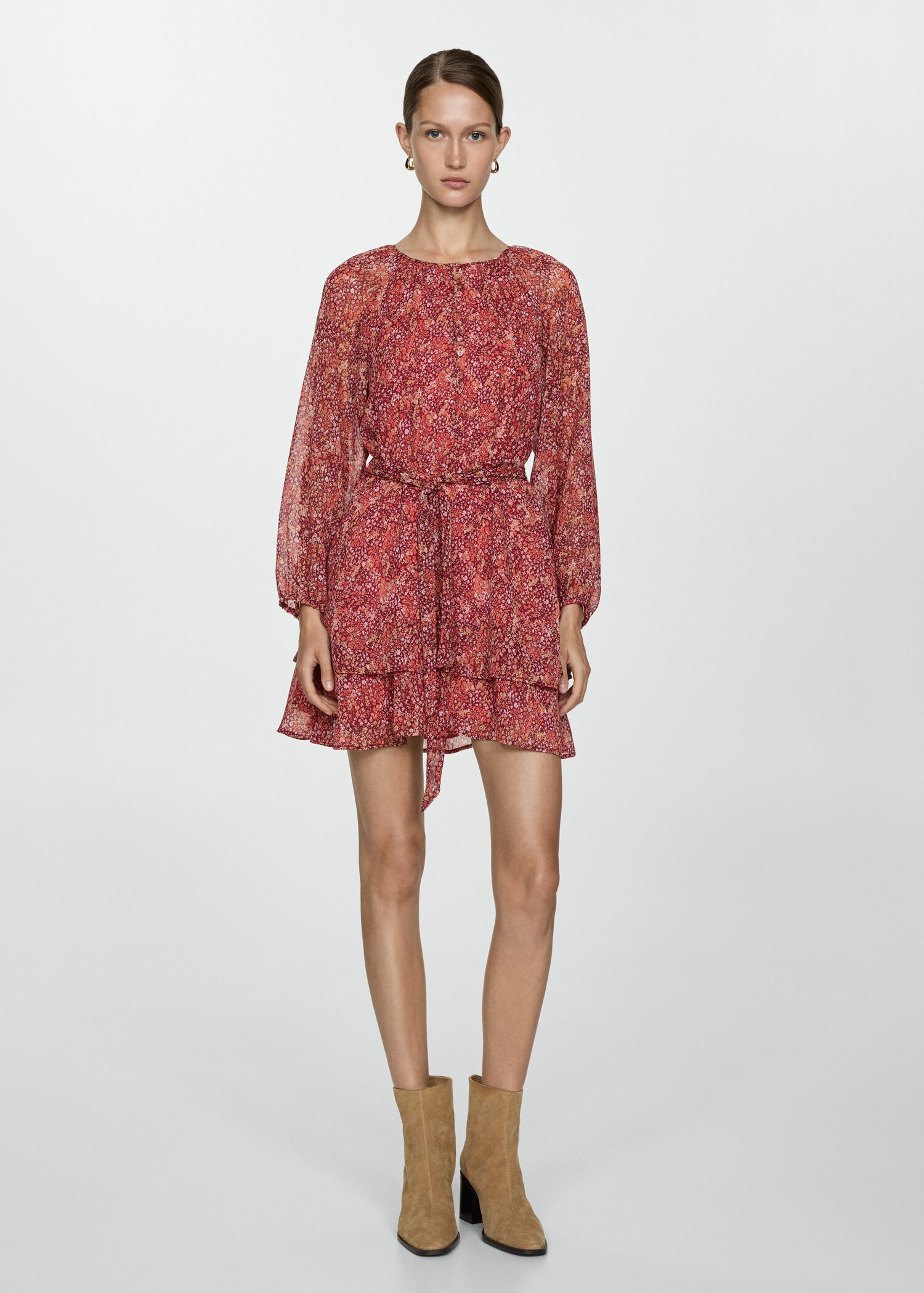 Short floral-print dress - General plane