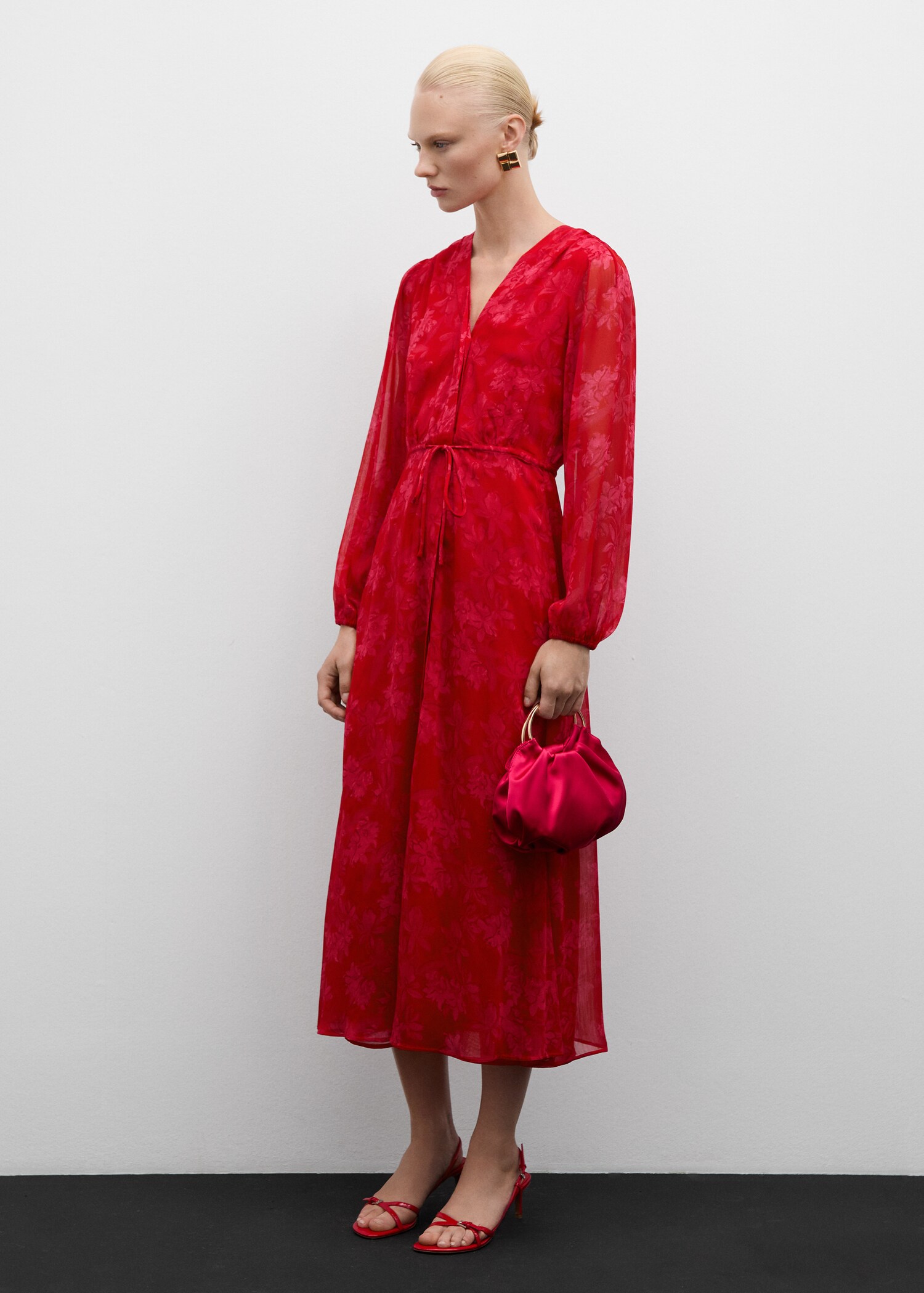 Robe en imprimé fleuri nœud - Plan général