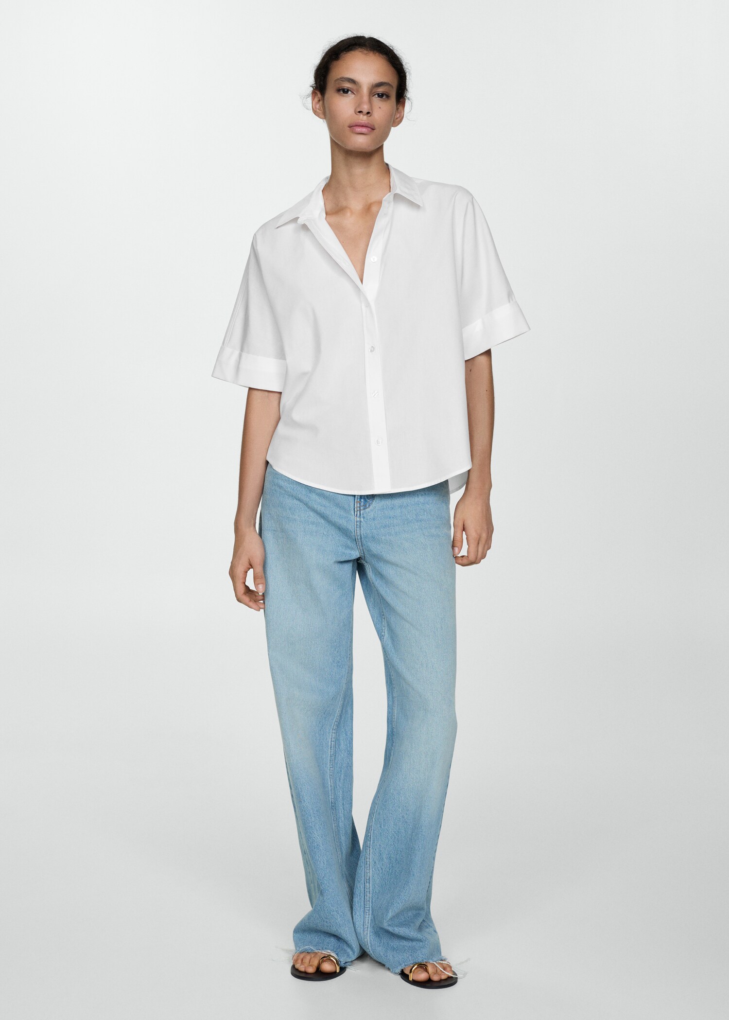 Short-sleeved lyocell cotton shirt - General plane