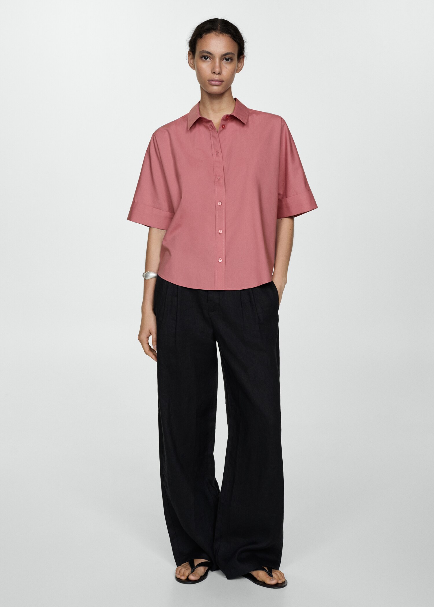Short-sleeved lyocell cotton shirt - General plane