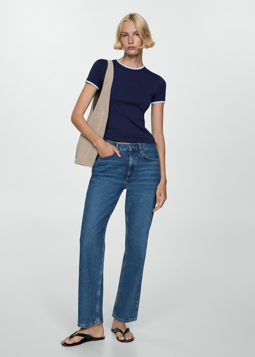 Mango Contrast trim T-shirt thumbnail