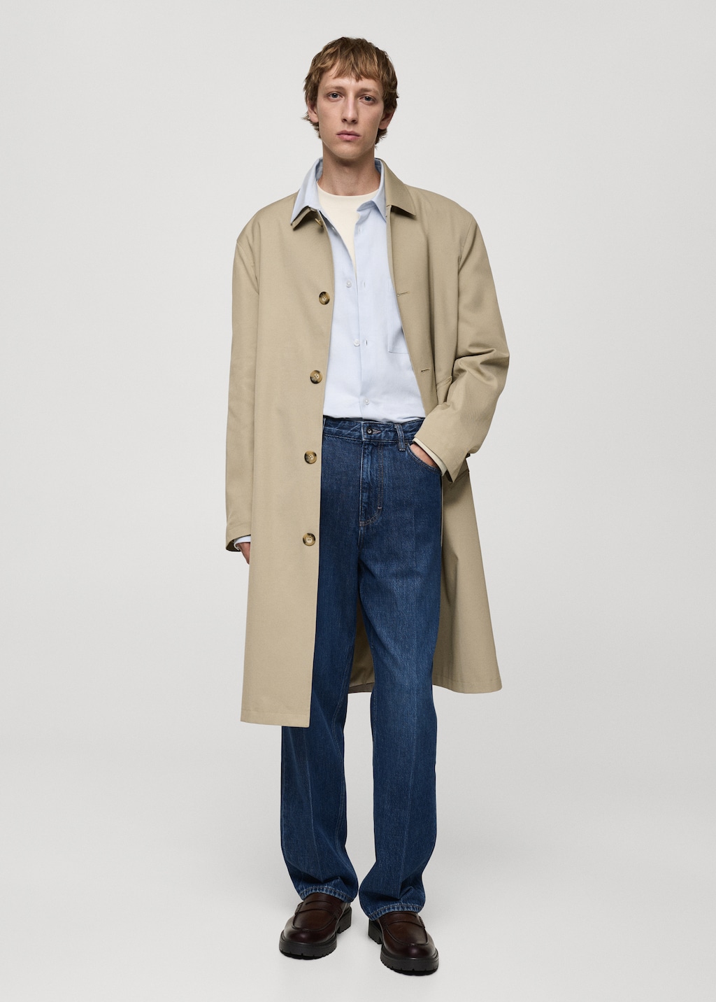 Relaxed-fit water-repellent trench coat
