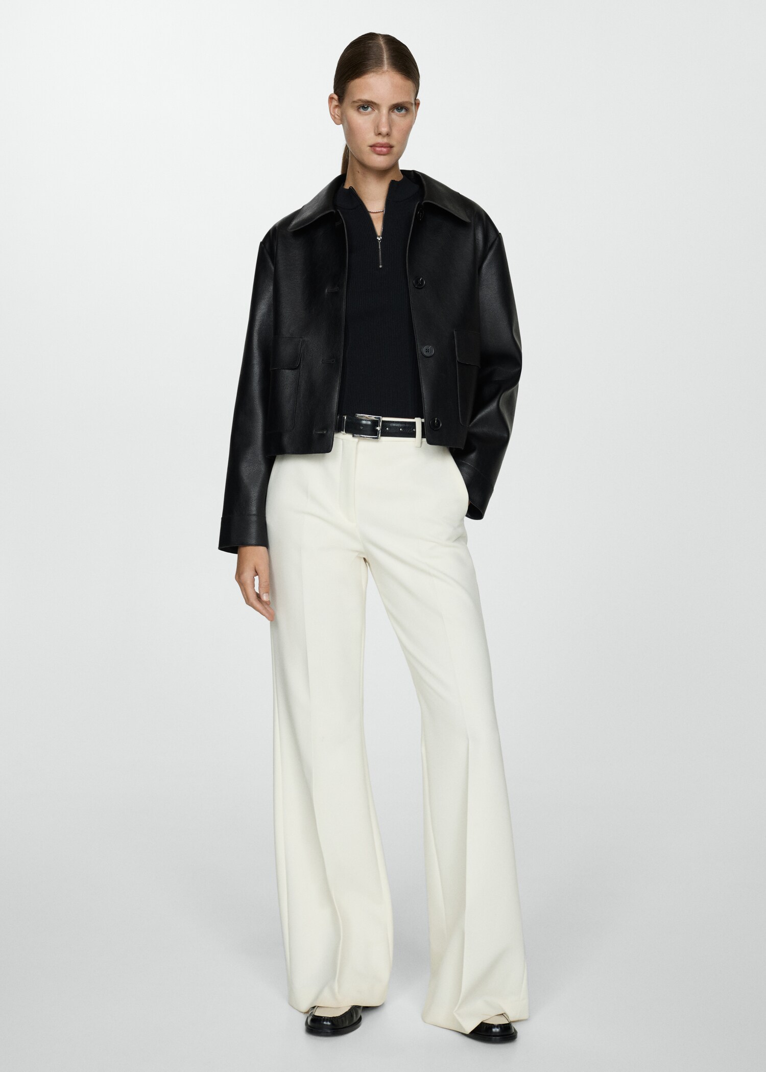 Leather-effect jacket with pockets - General plane