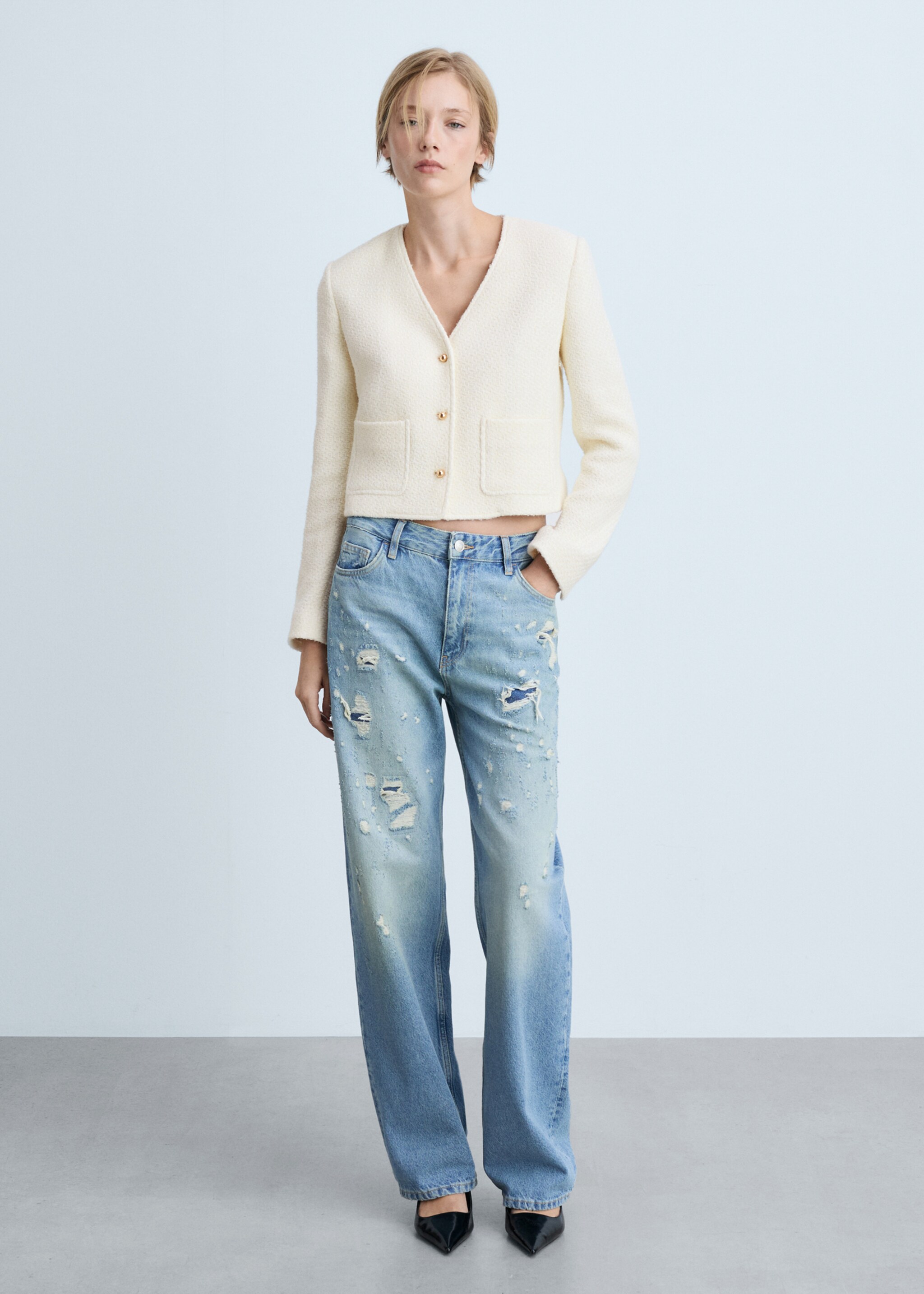 V-neck tweed jacket - Общий план