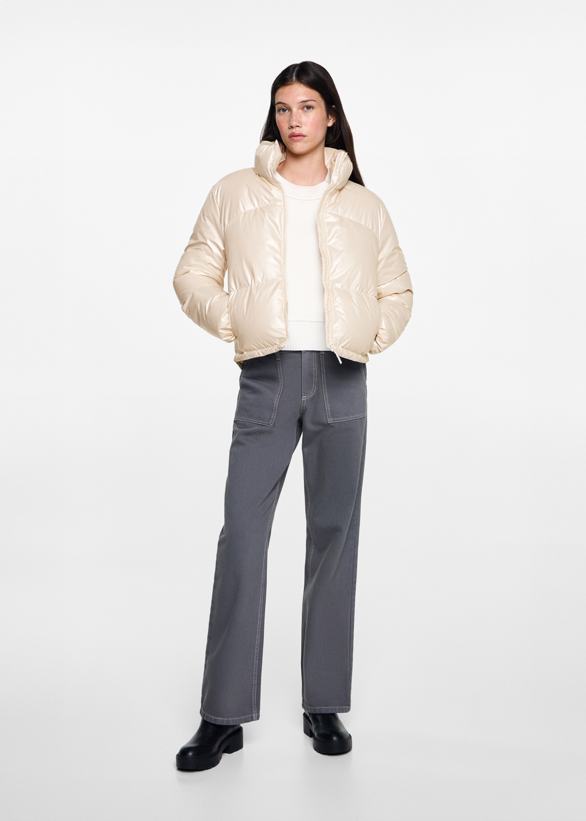 Metallic puffer jacket - General plane