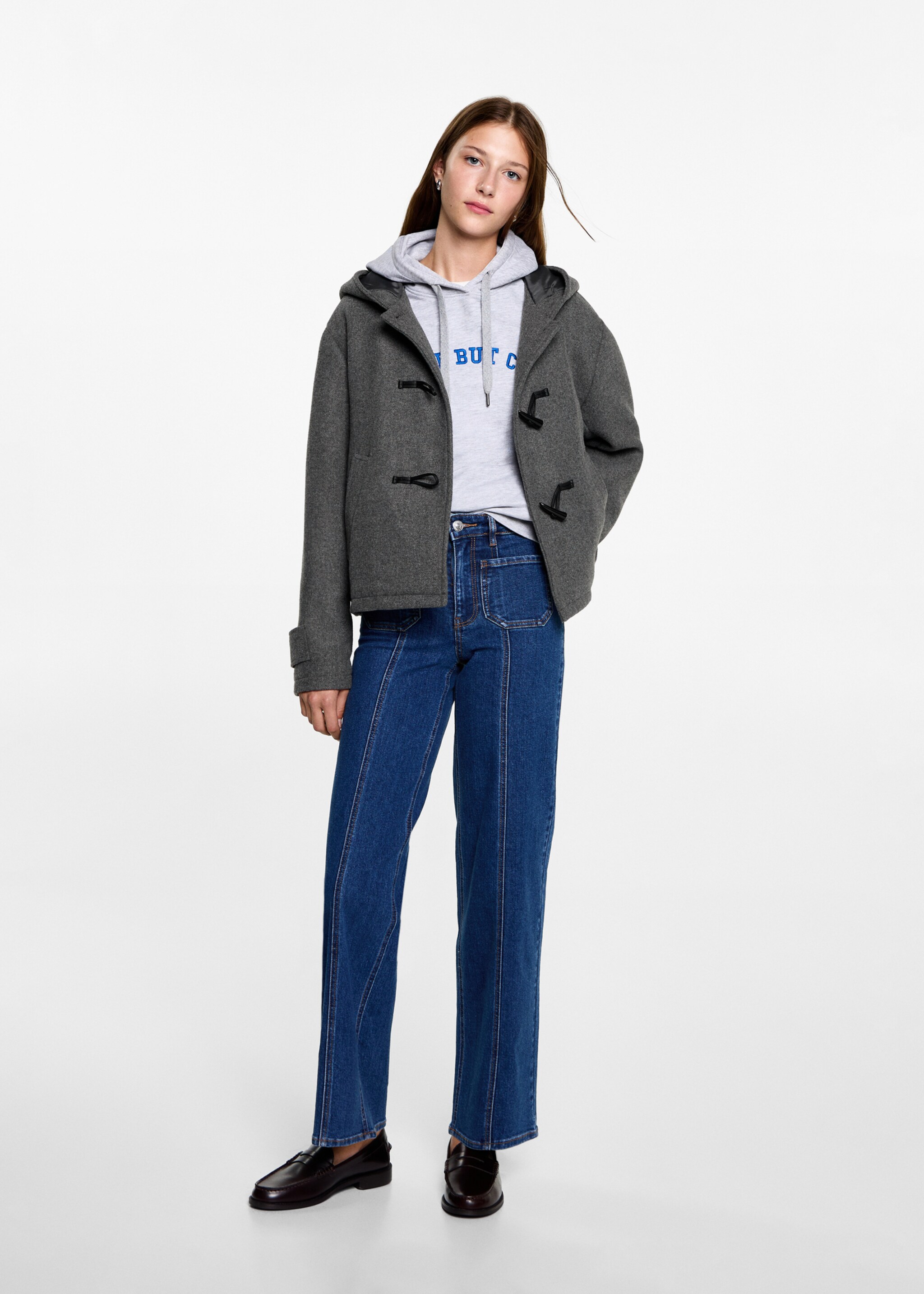 Wool hooded coat - General plane