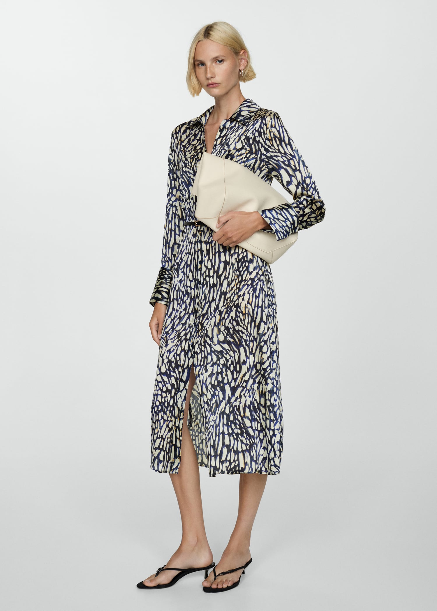 Printed satin dress - Women | MANGO USA