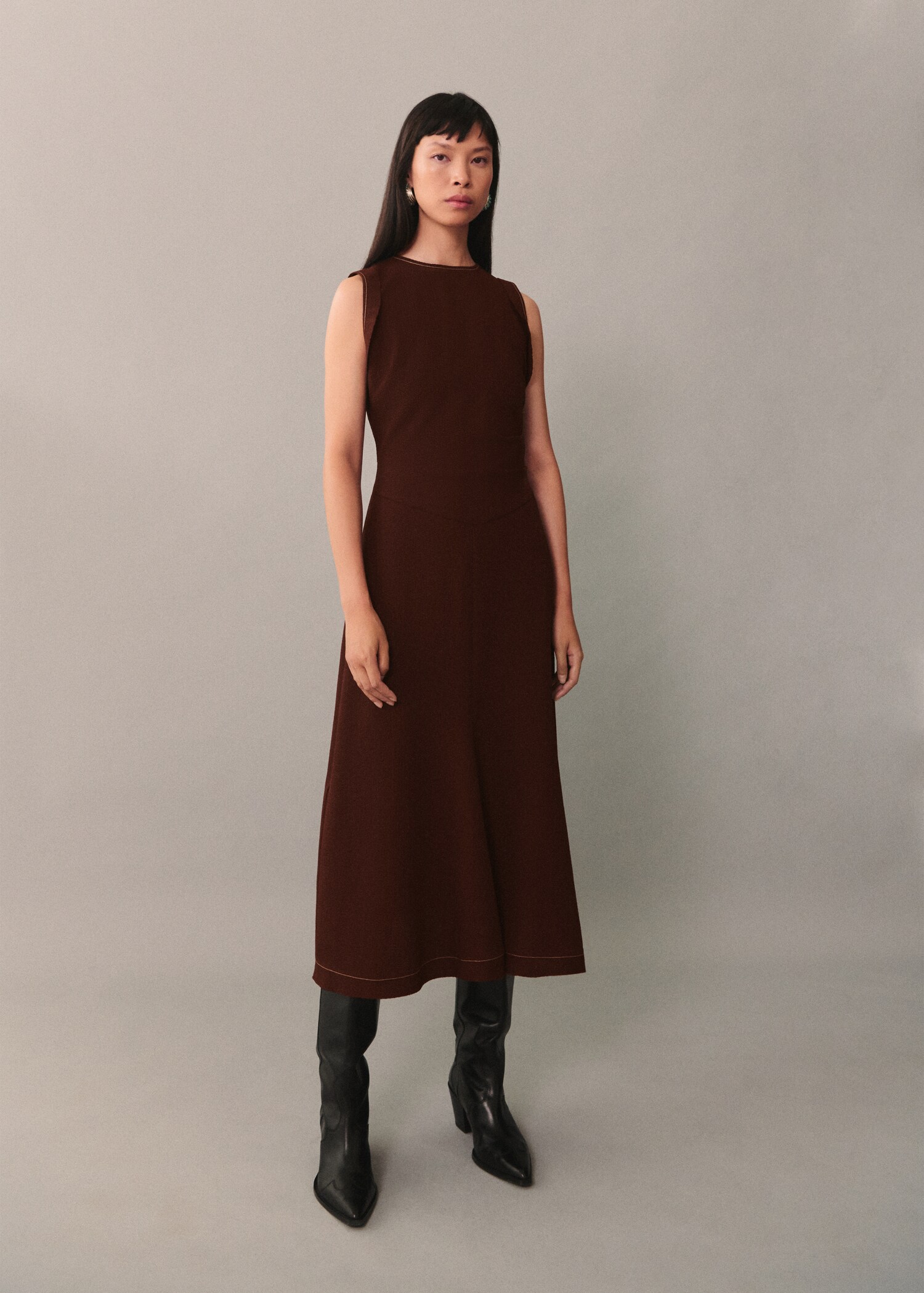 Elias Decorative Stitch Midi Dress Mango