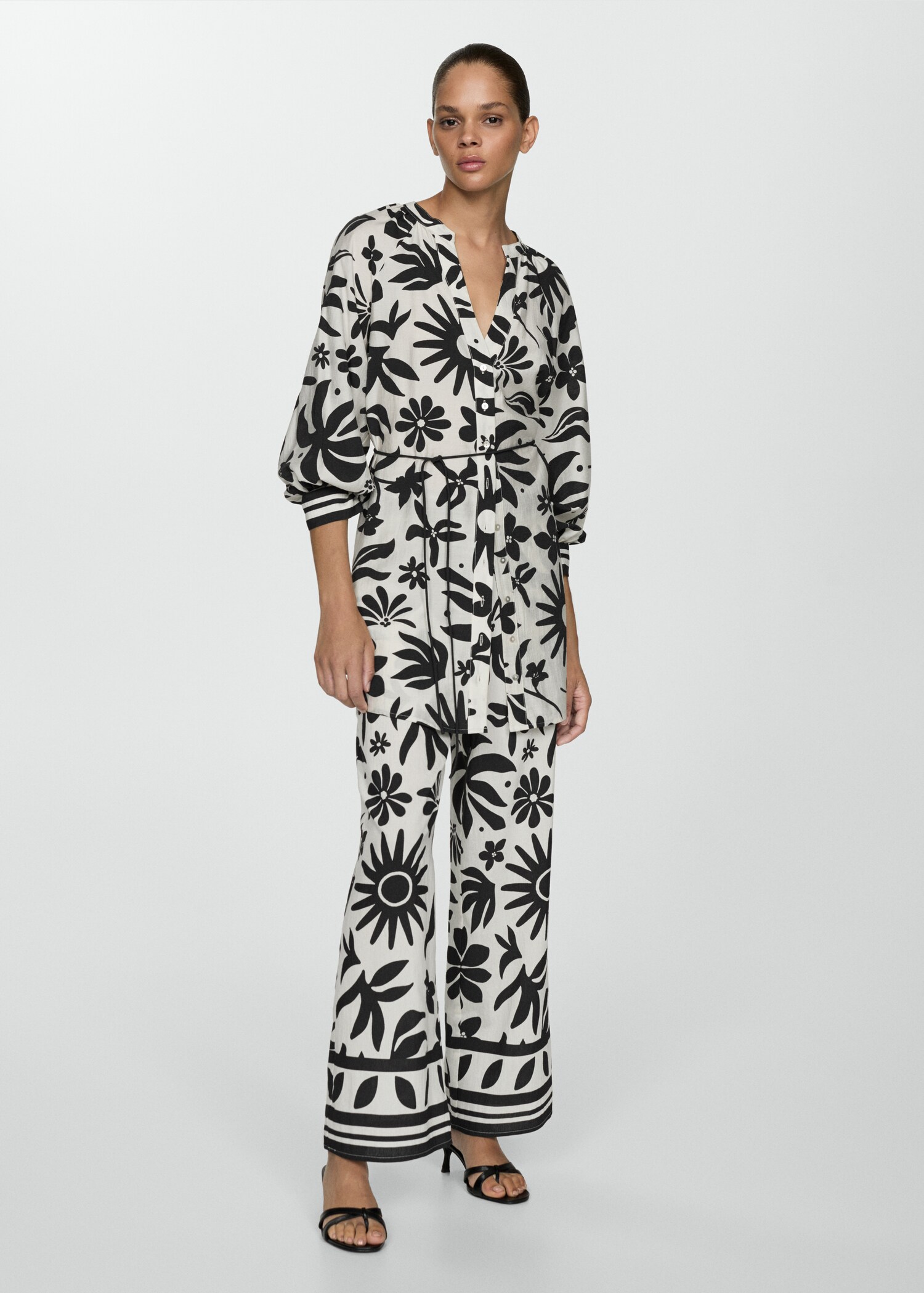 Floral-print wideleg trousers - General plane