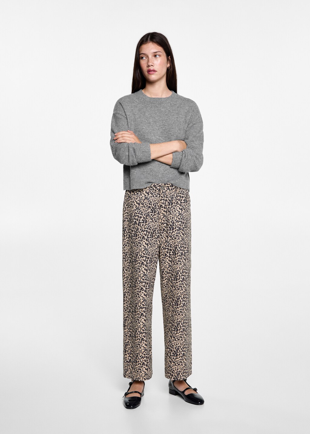 Leopard straight trousers Teen MANGO USA