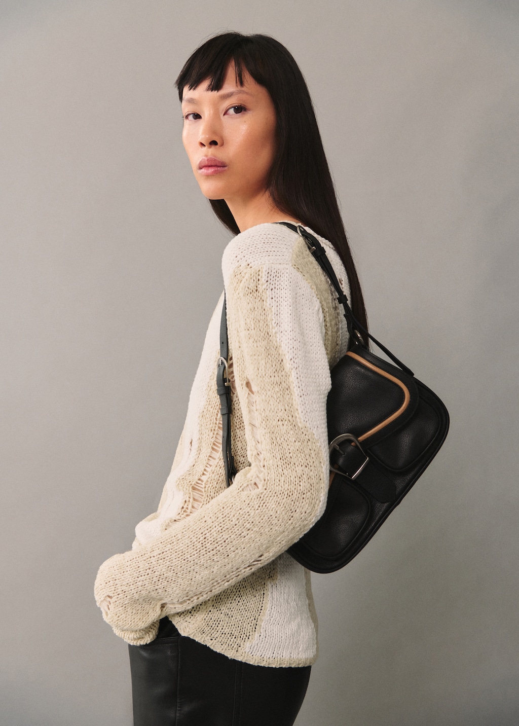 Black leather bag best sale