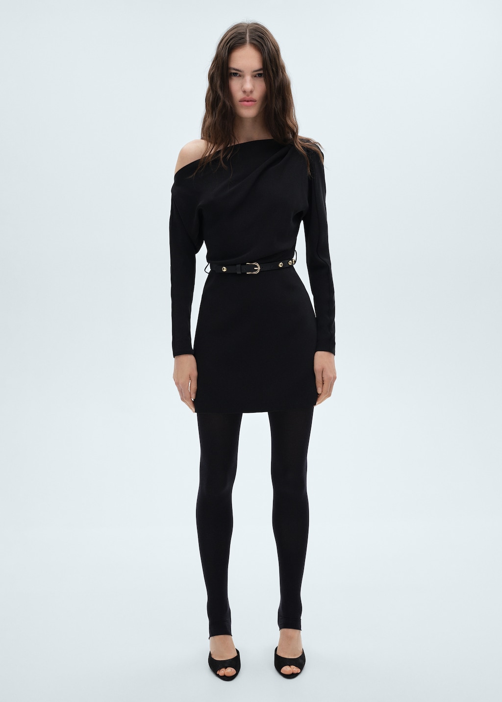 MANGO Short asymmetrical dress Black 8 Woman