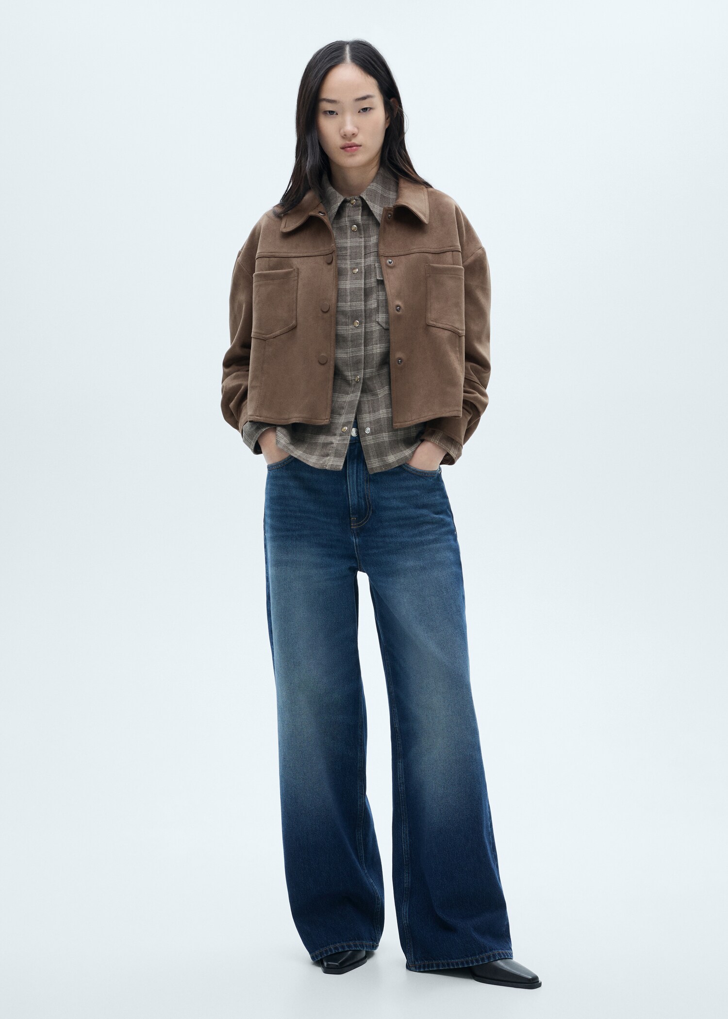 Chaqueta efecto piel bolsillos - Plano general