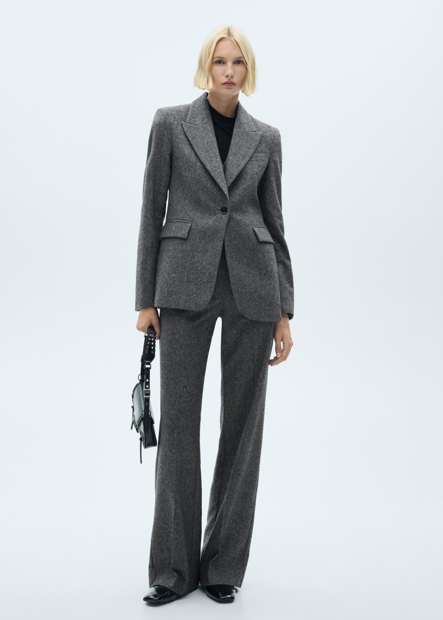 Flecked wool-blend suit blazer - General plane