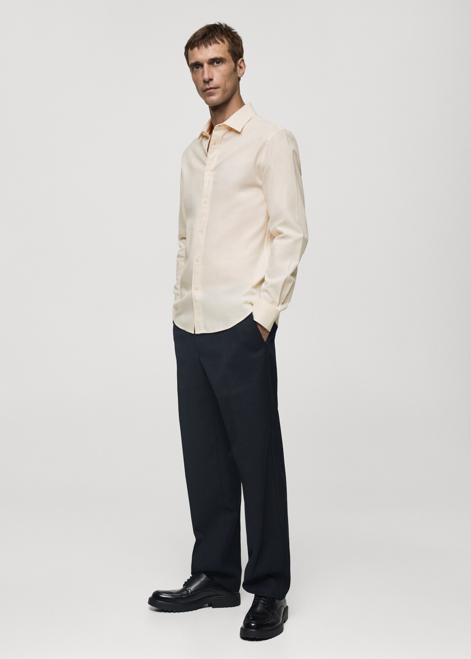 100% cotton flannel slim-fit shirt - General plane