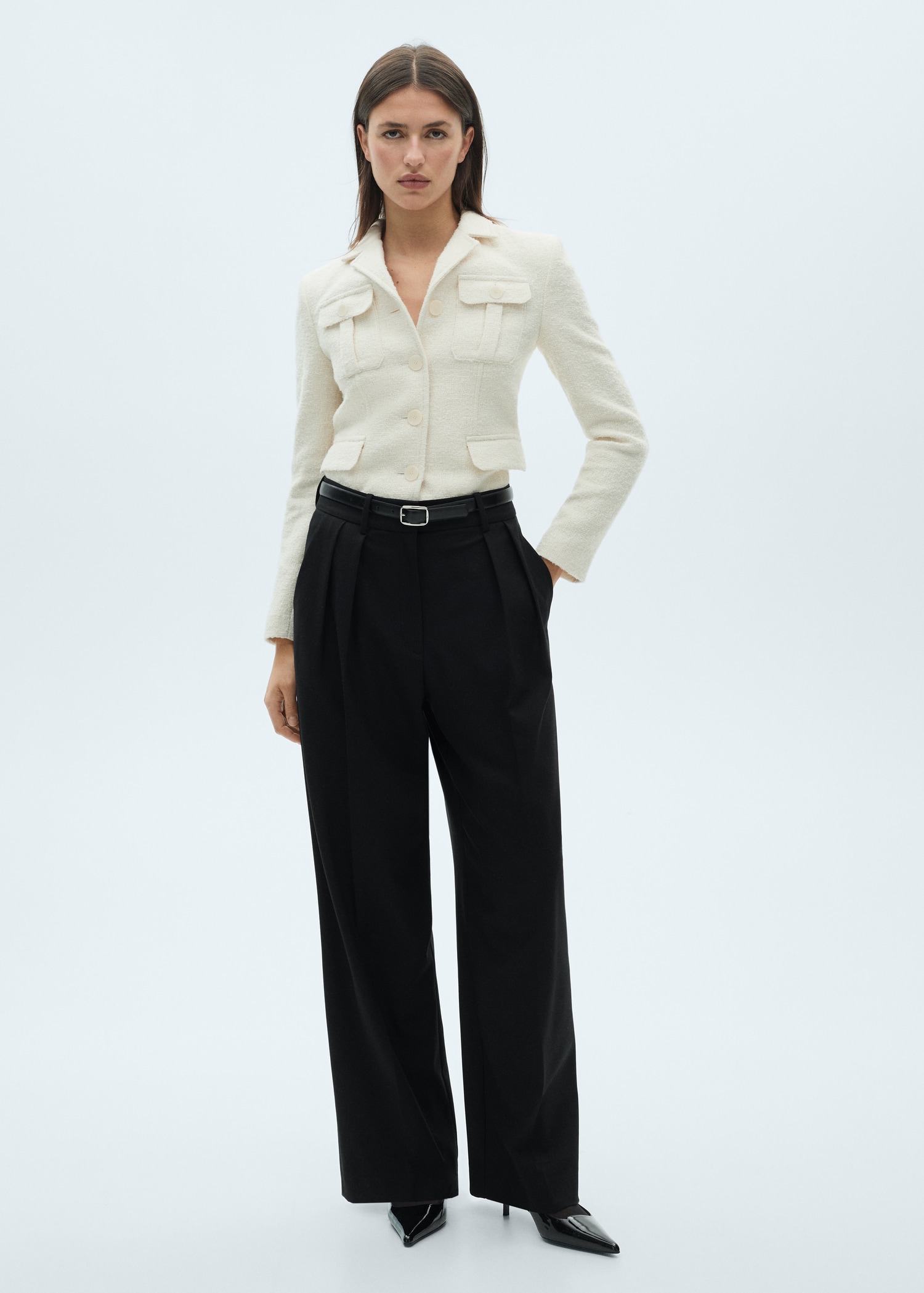 Wideleg pleated pants - Women | MANGO USA