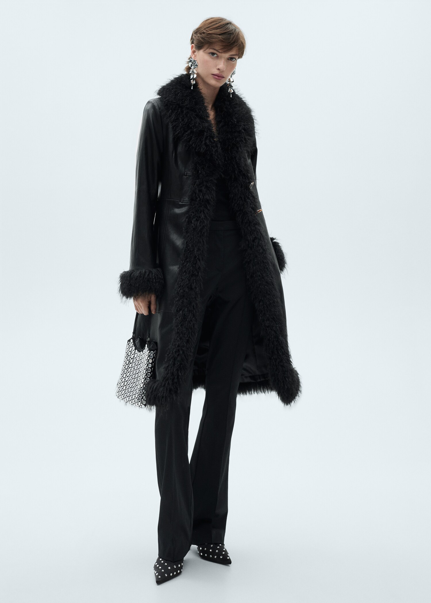 Shearling-lined fur-effect coat - General plane