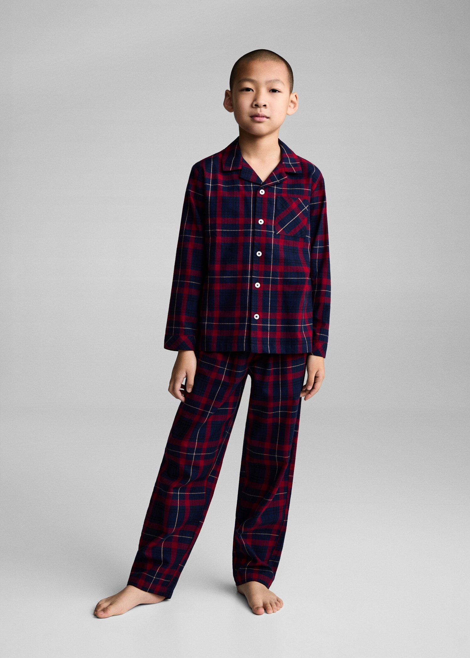 Pyjama long deux pièces carreaux - Plan général