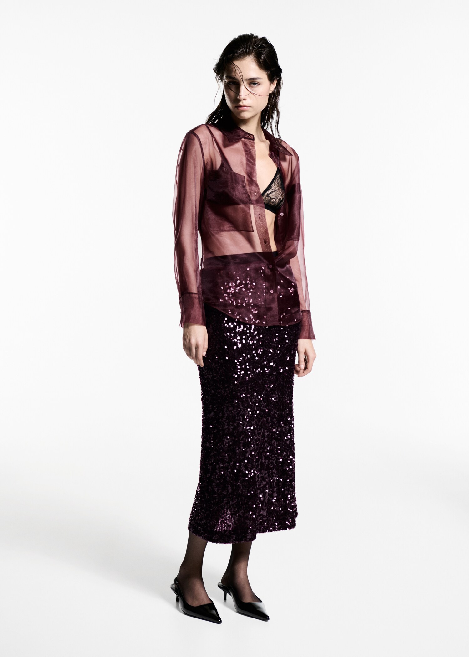 Semi-transparent blouse with pockets - General plane