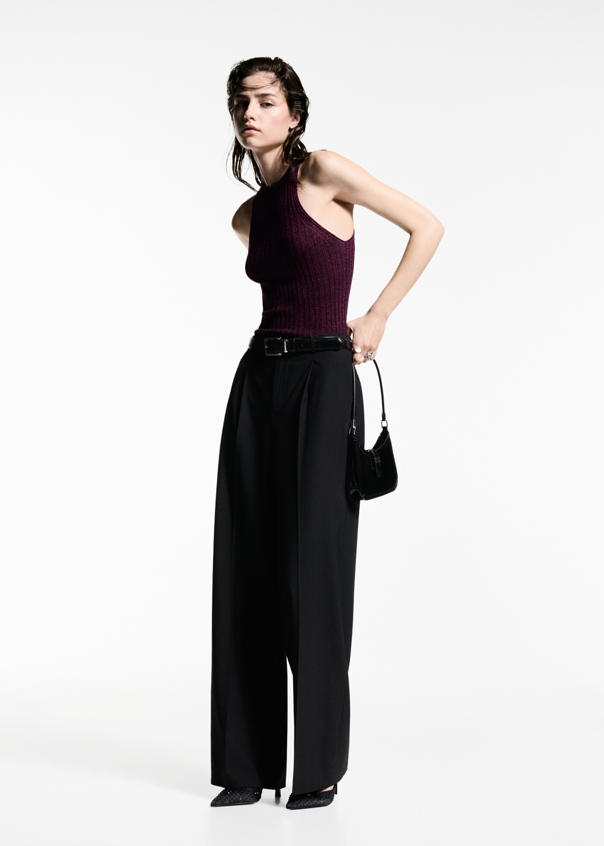 Top punto lúrex cuello halter - Plano general