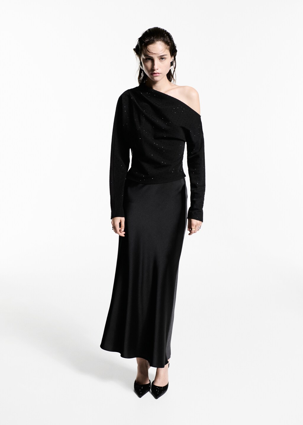 Asymmetrical sequined blouse - image 2