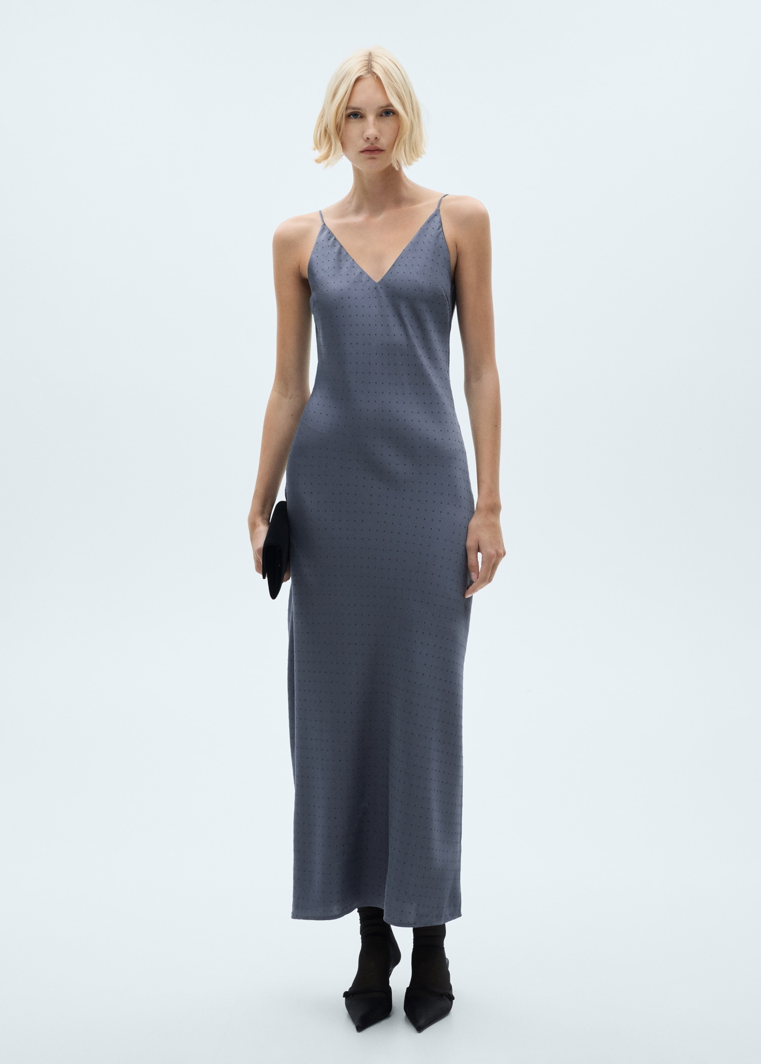 Vestido lencero detalles strass Mujer MNG Ecuador