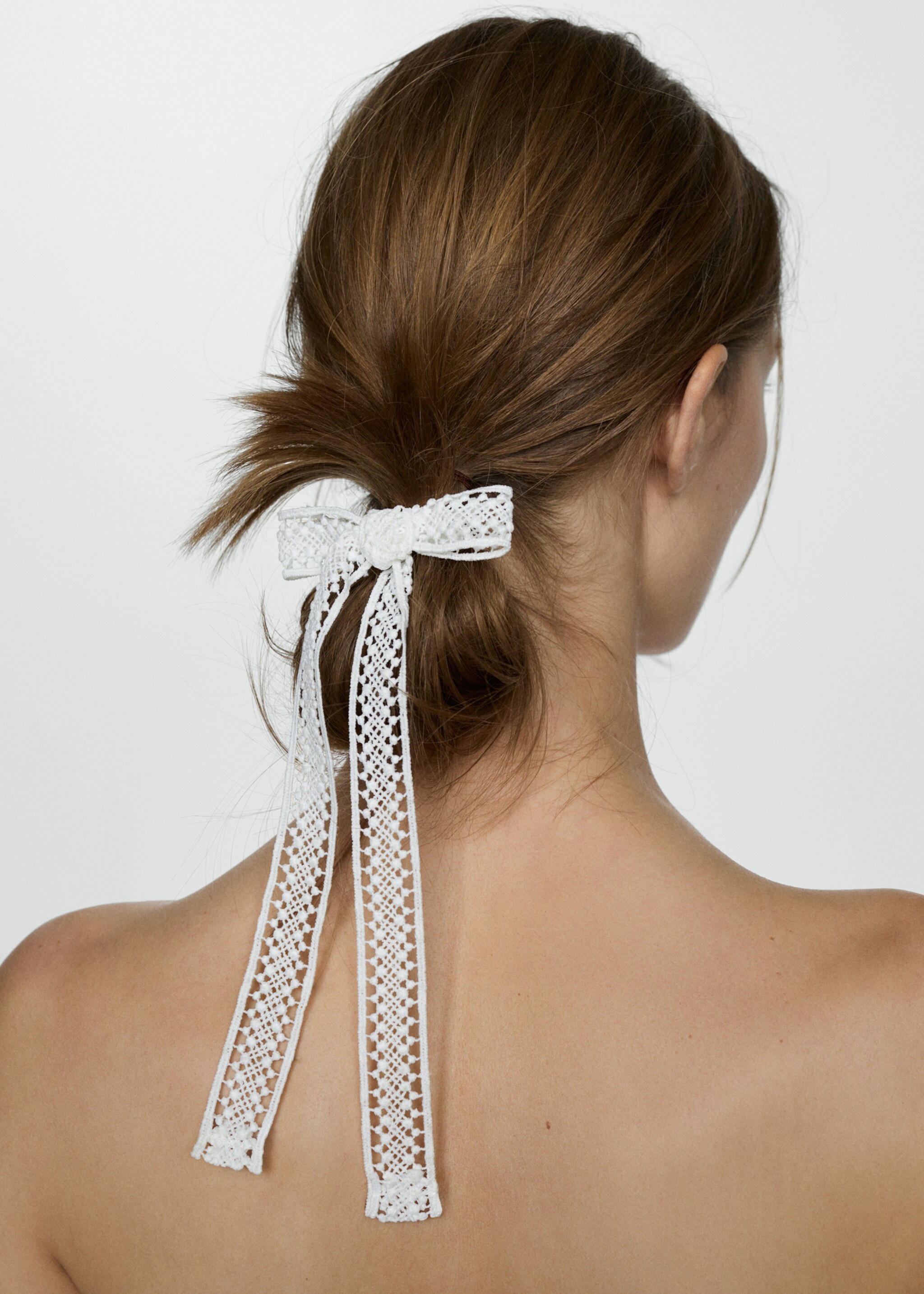 Pack 2 pasadores lazo crochet - Plano general, Blanco. Ref: 77040251-00.