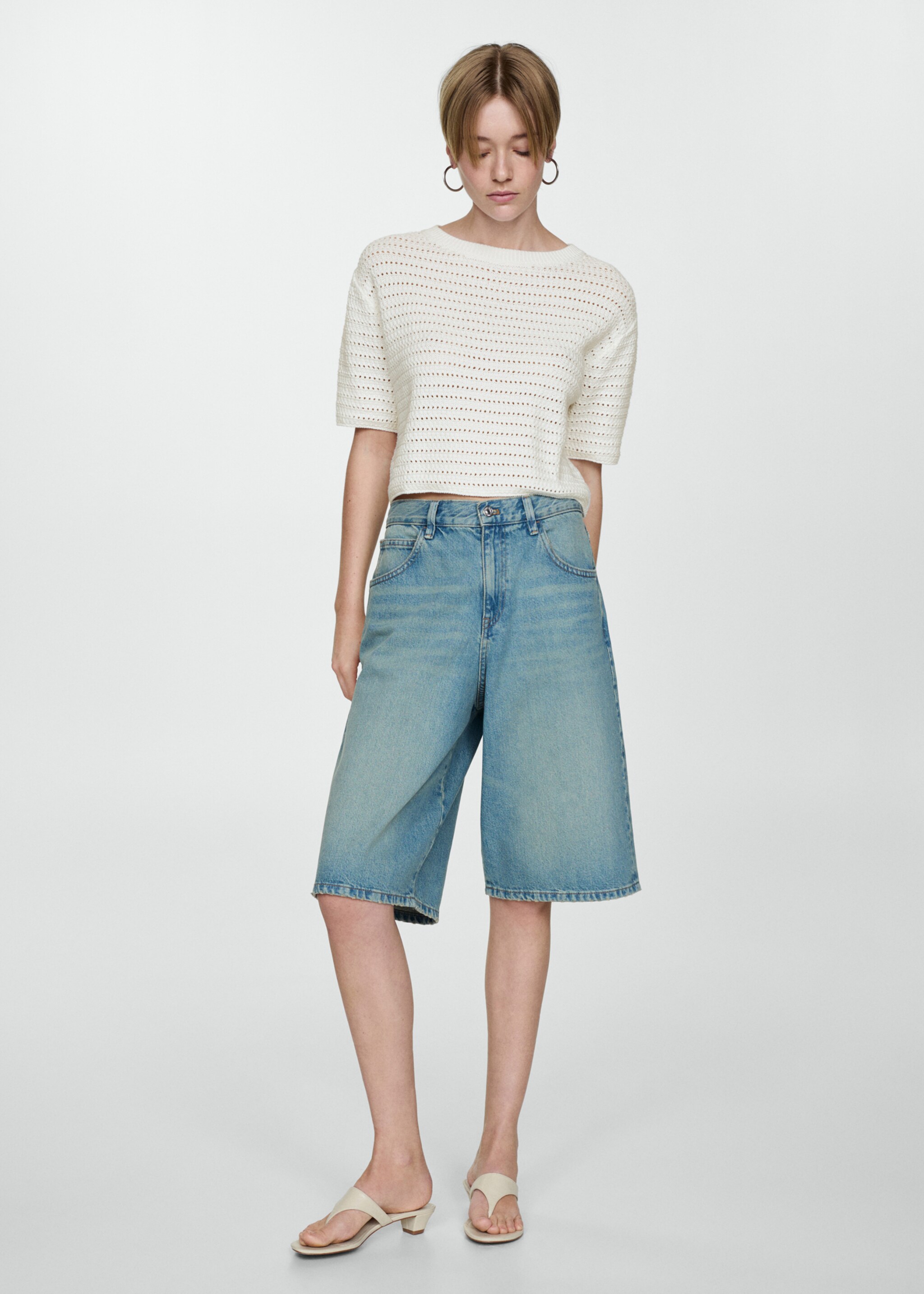 Knitted sweater with openwork details - General plane