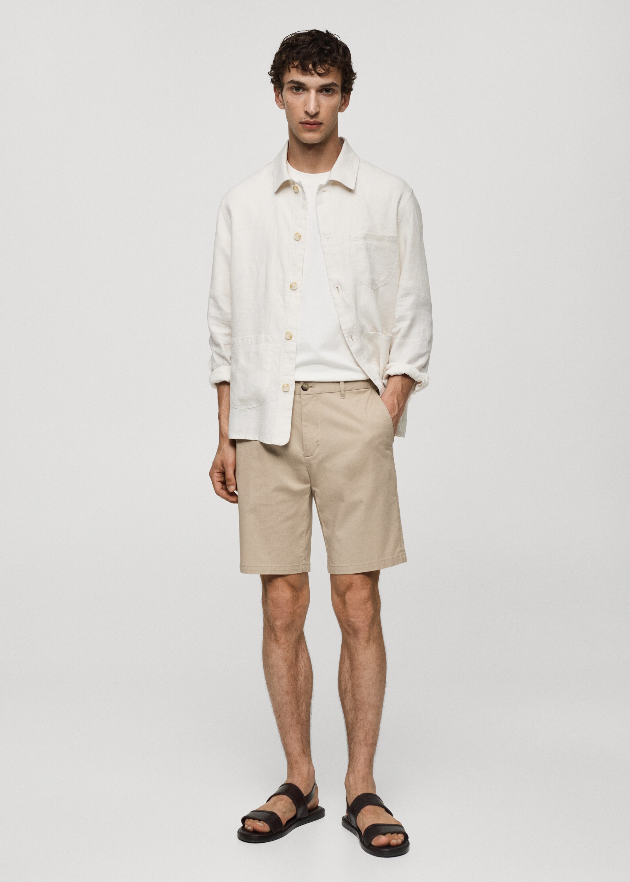 Slim-fit chino cotton bermuda shorts - General plane