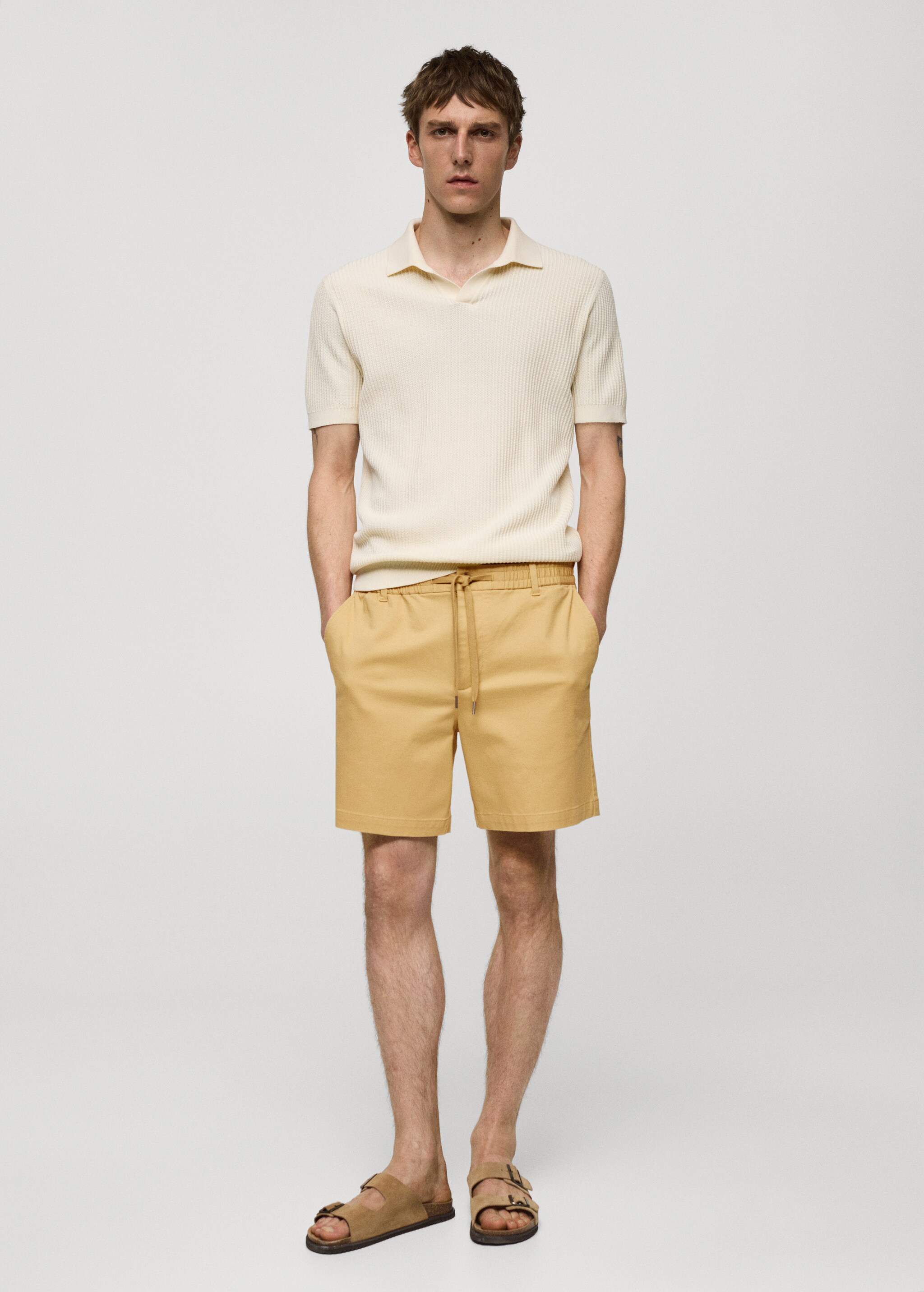Cotton shorts with drawstring - General plane