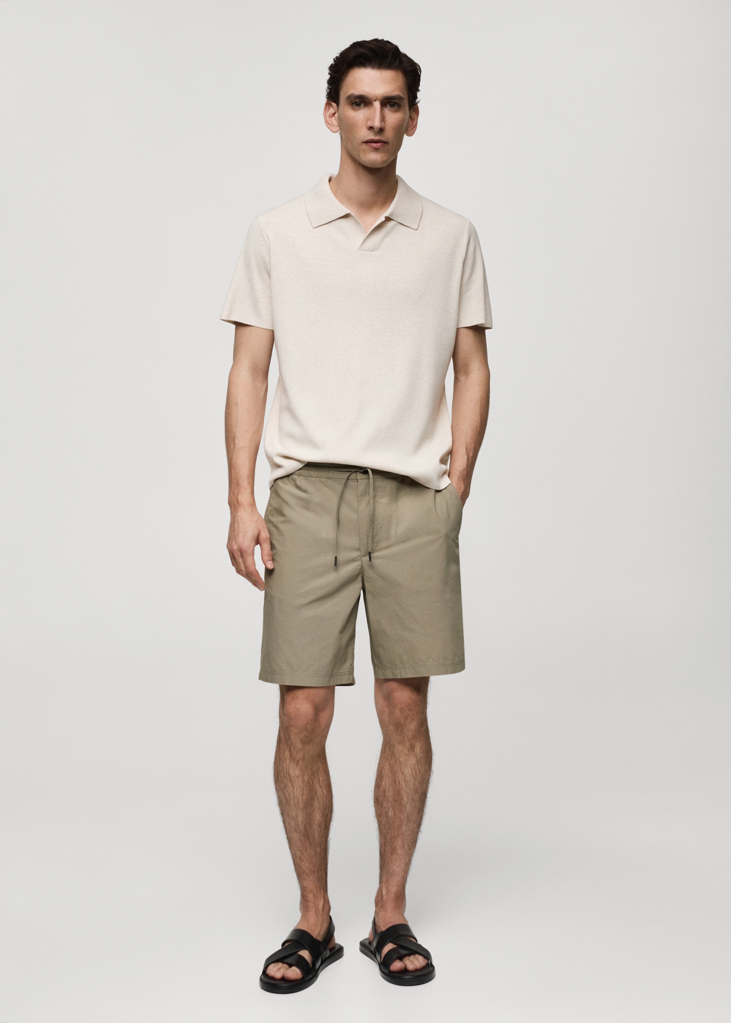 100% cotton drawstring Bermuda shorts - General plane