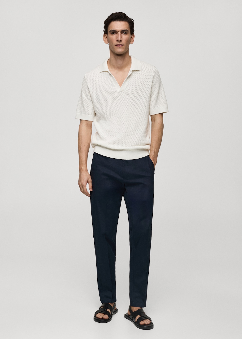 Polo maille coton ajoure Homme MANGO France metropolitaine