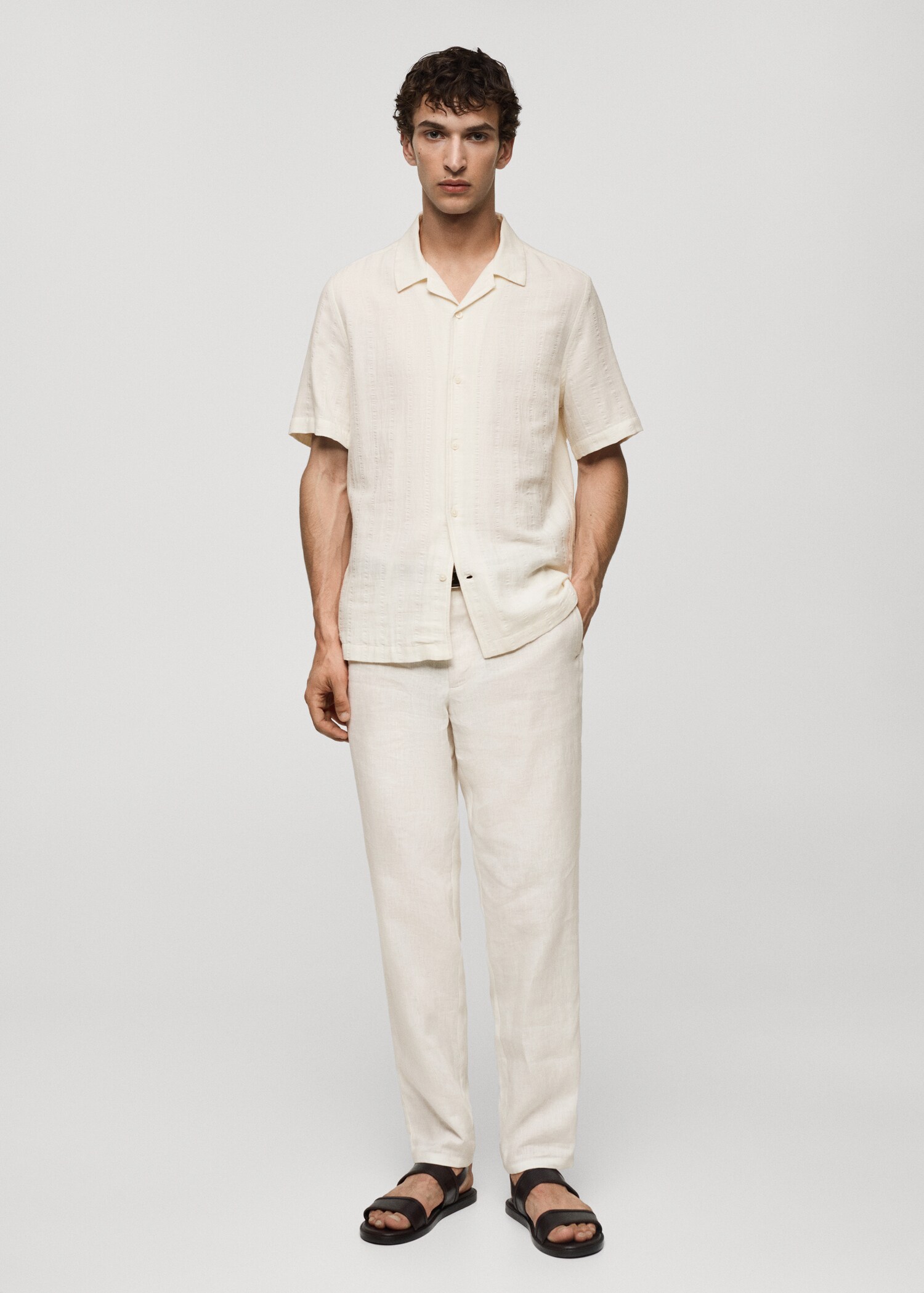 Regular fit seersucker cotton shirt - General plane