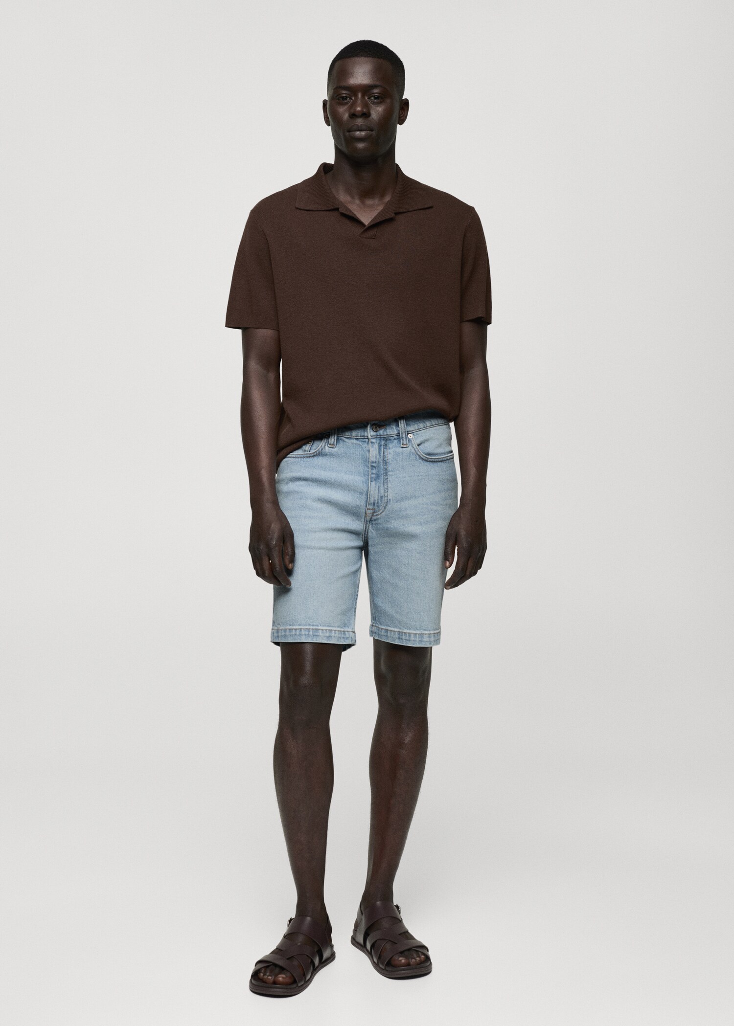 Regular-fit denim bermuda shorts - General plane