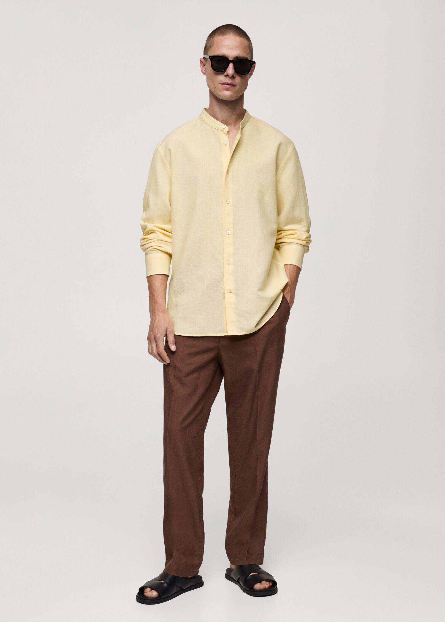 Chemise classic-fit lin col Mao - Plan général