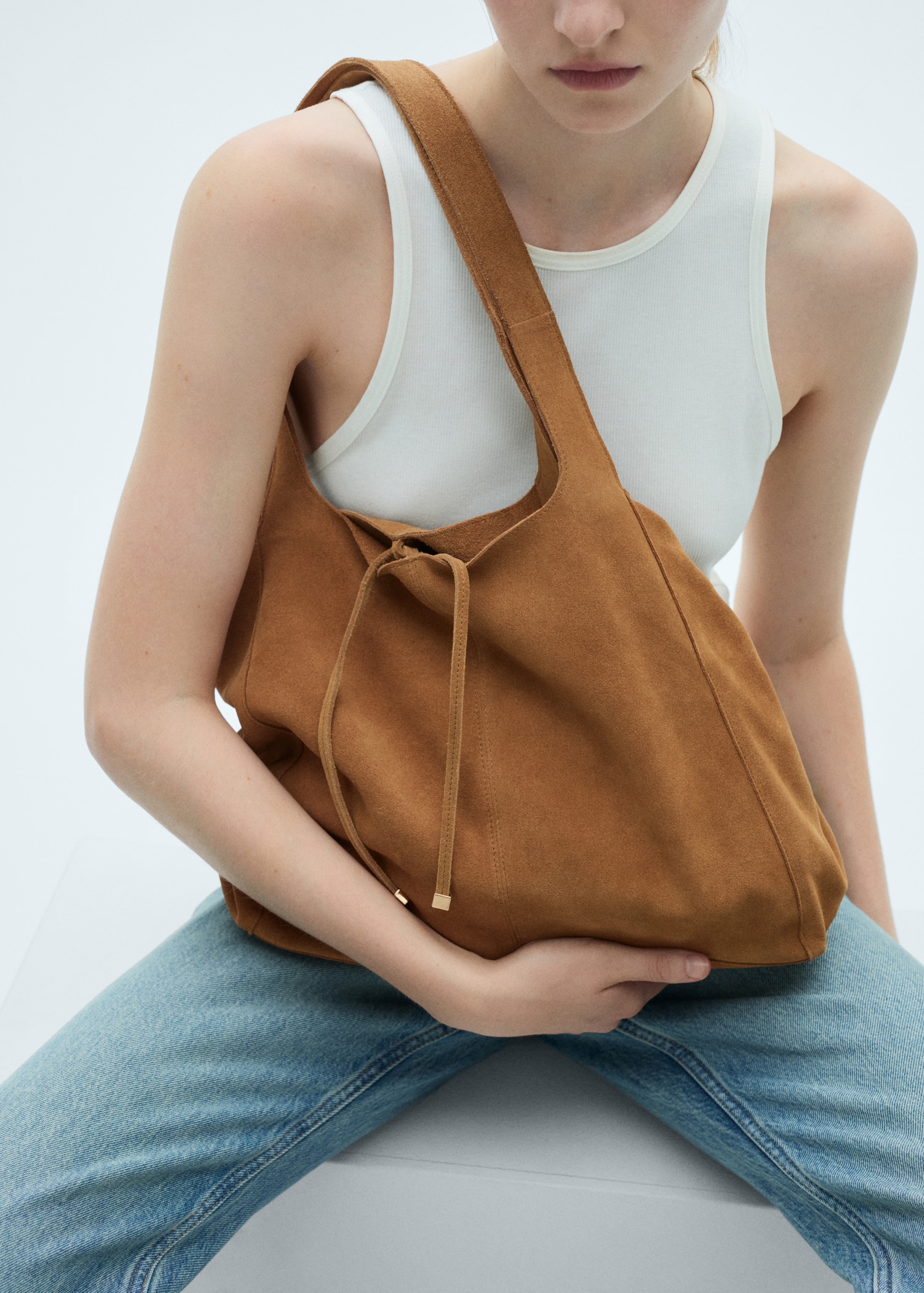Leather shopper bag