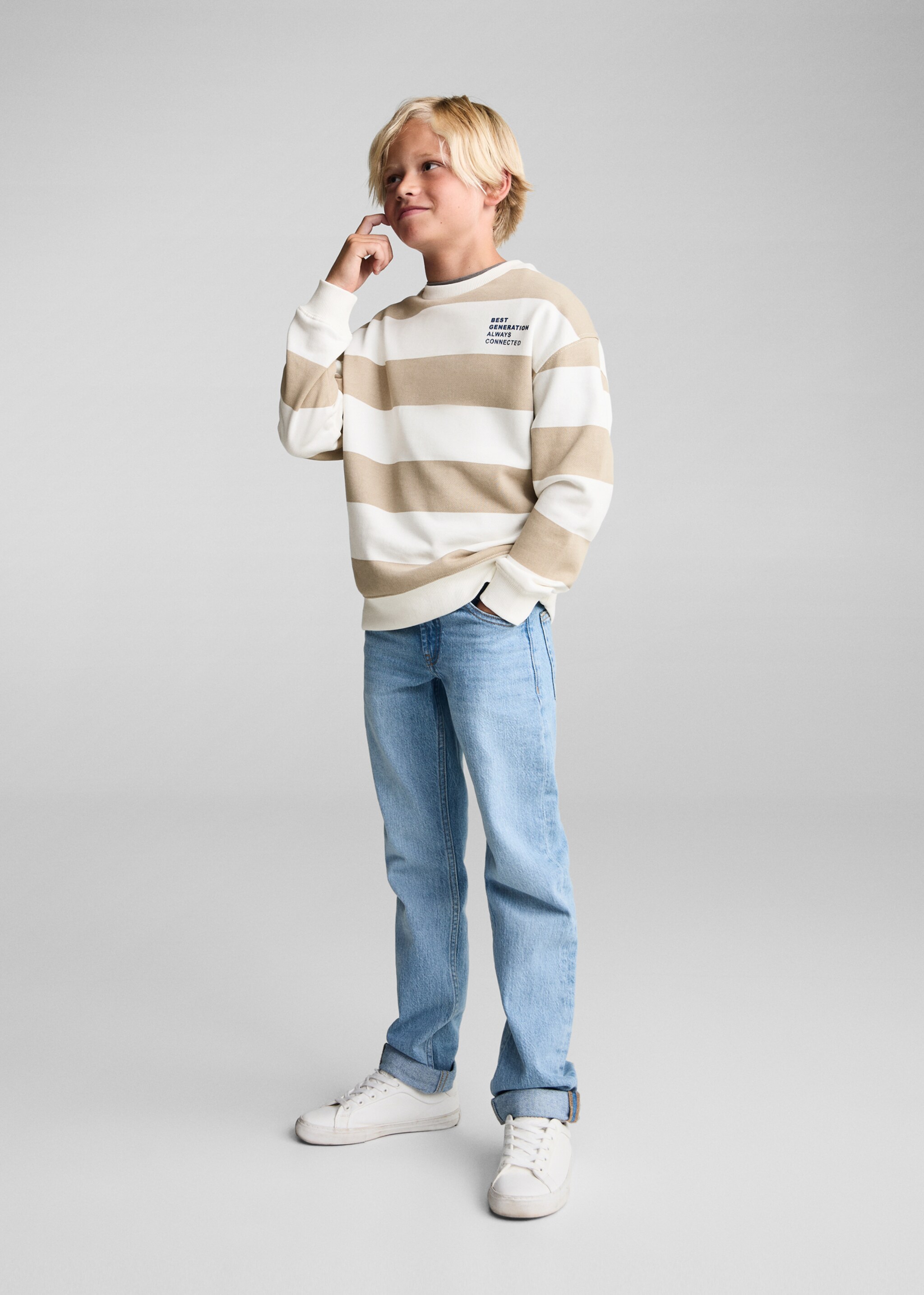 Striped cotton-blend sweatshirt - General plane