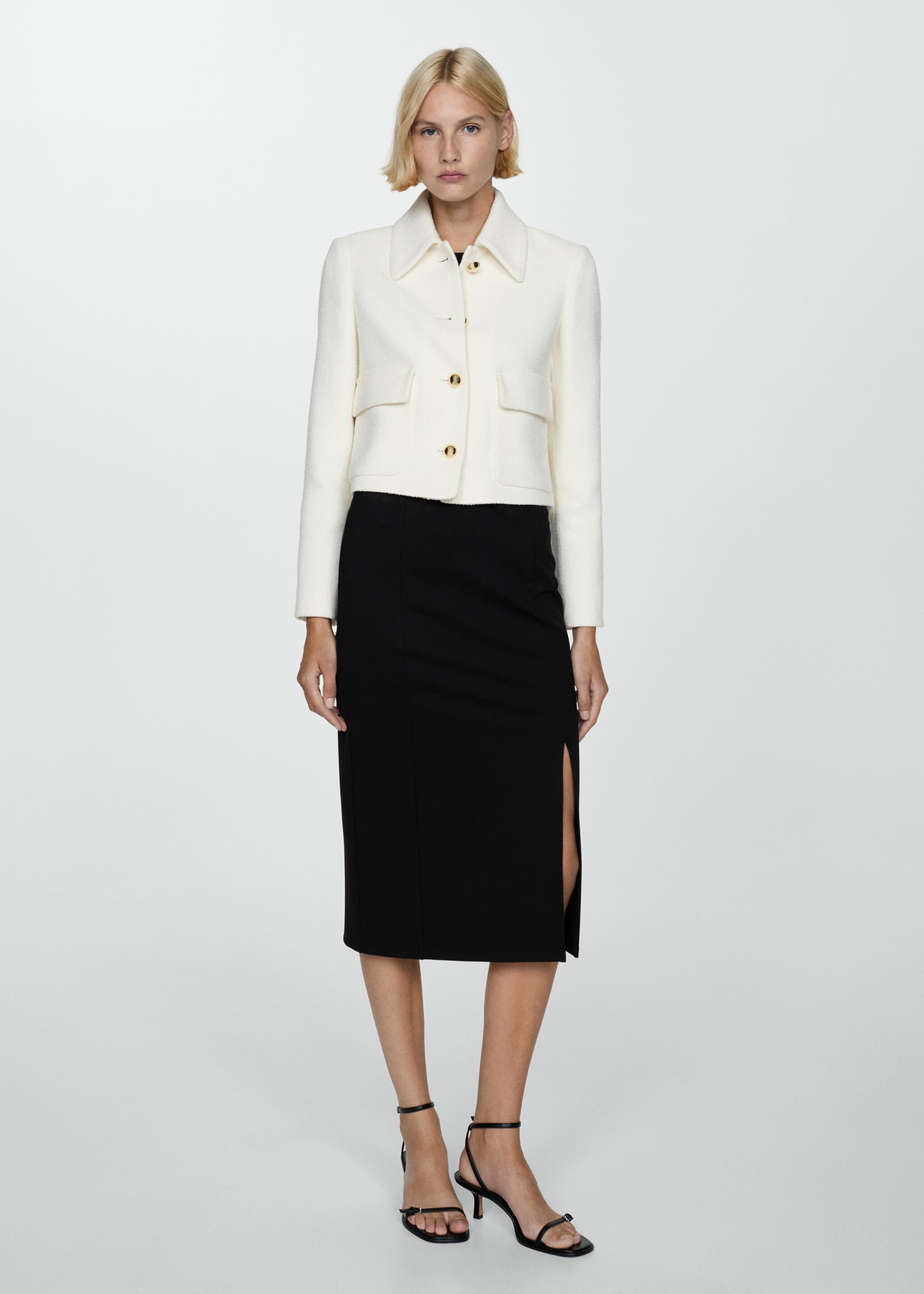 Pencil skirt with Rome-knit opening - General plane