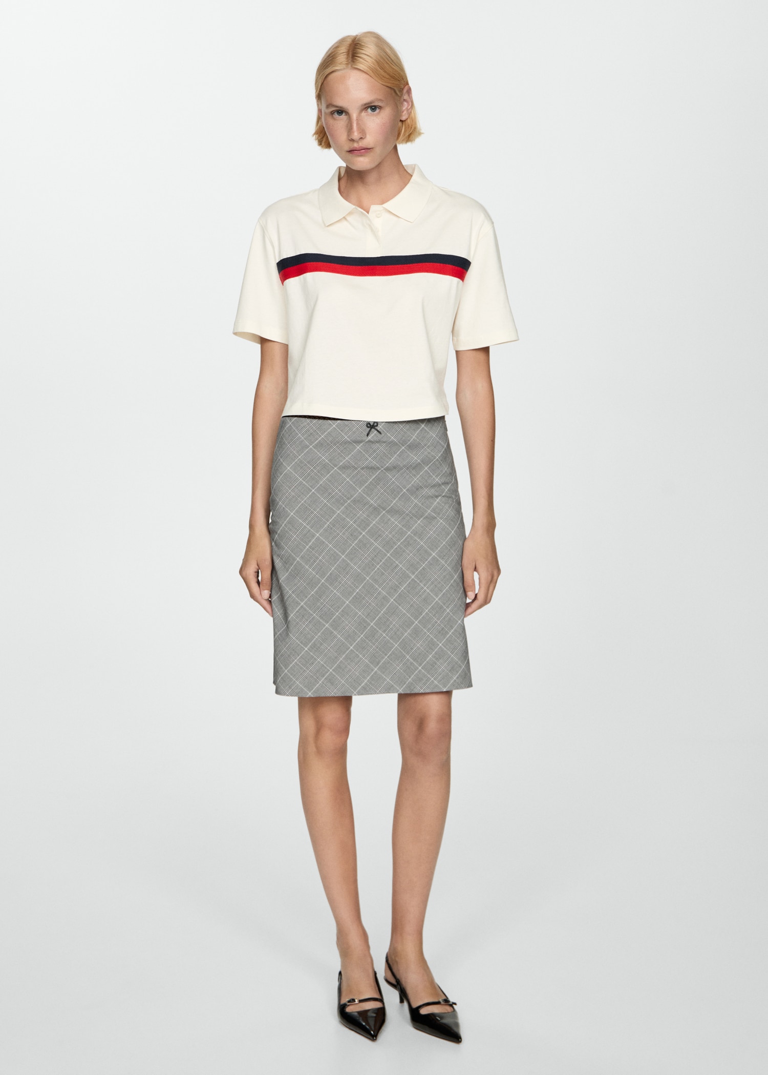 Check skirt with decorative bow - General plane