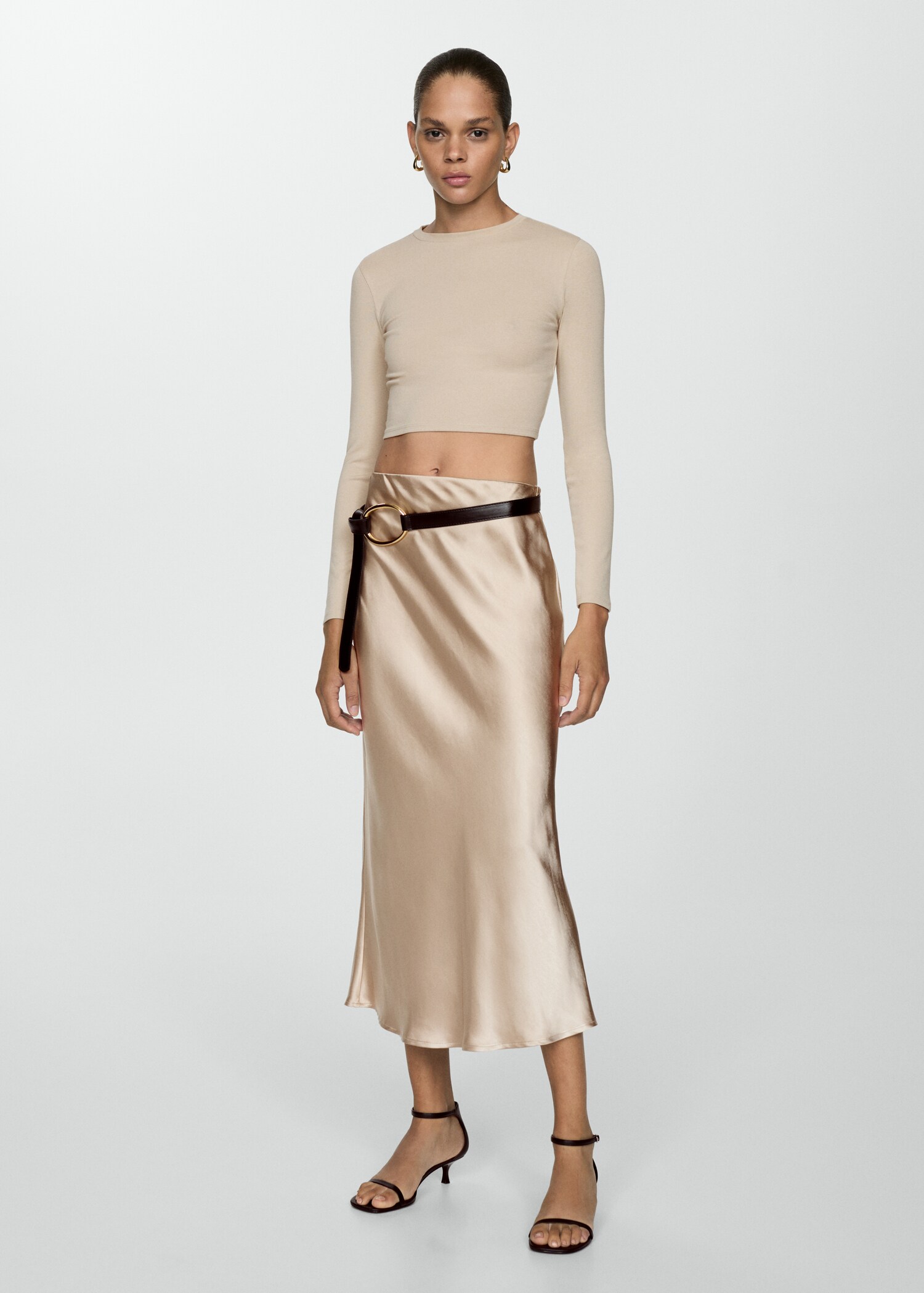 Midi satin skirt - General plane