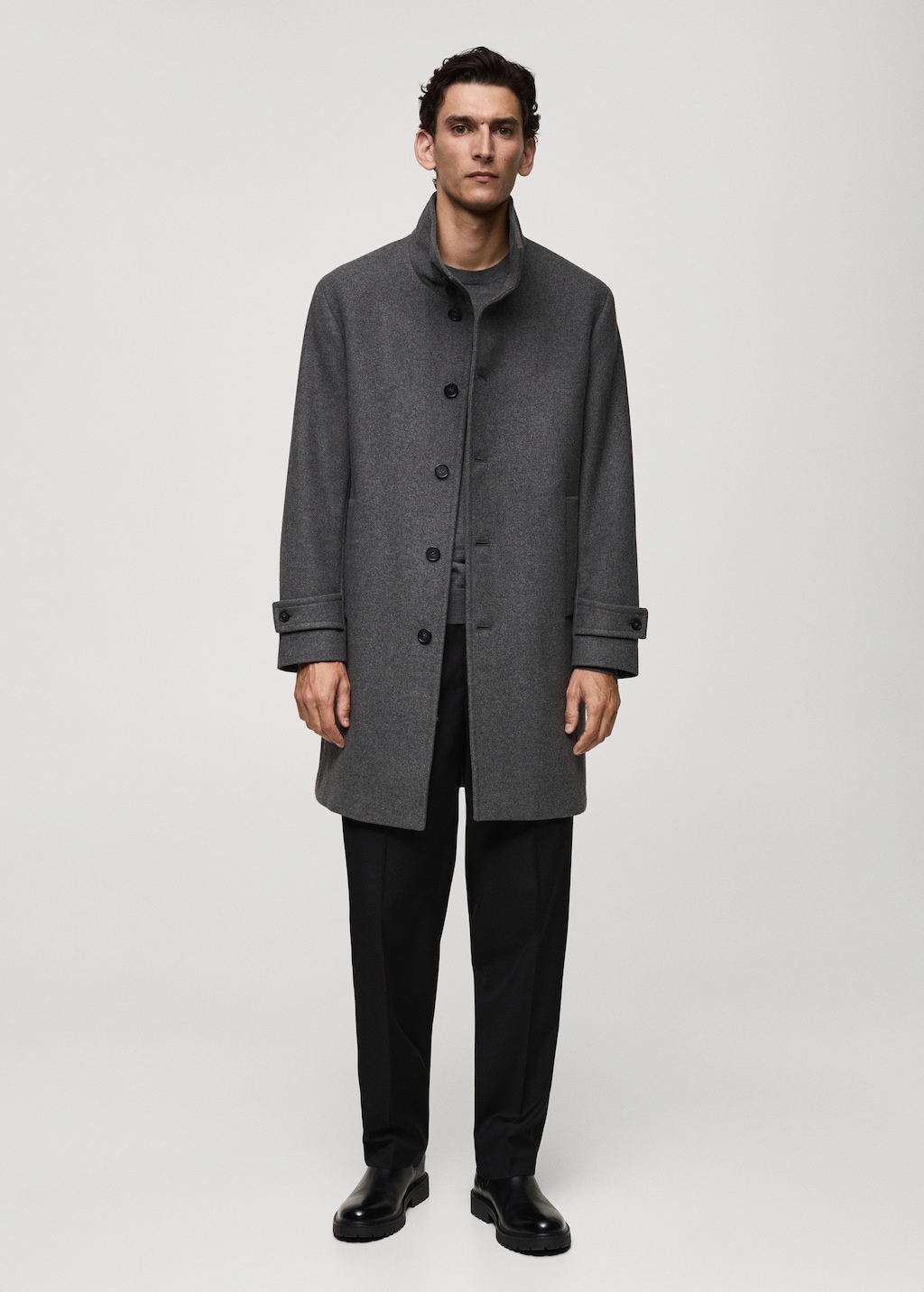 Wool funnel neck coat Men MANGO Thailand