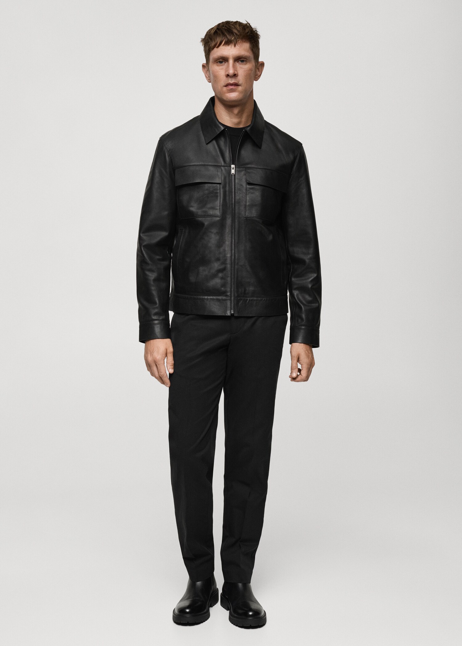 100% leather jacket with pockets - General plane