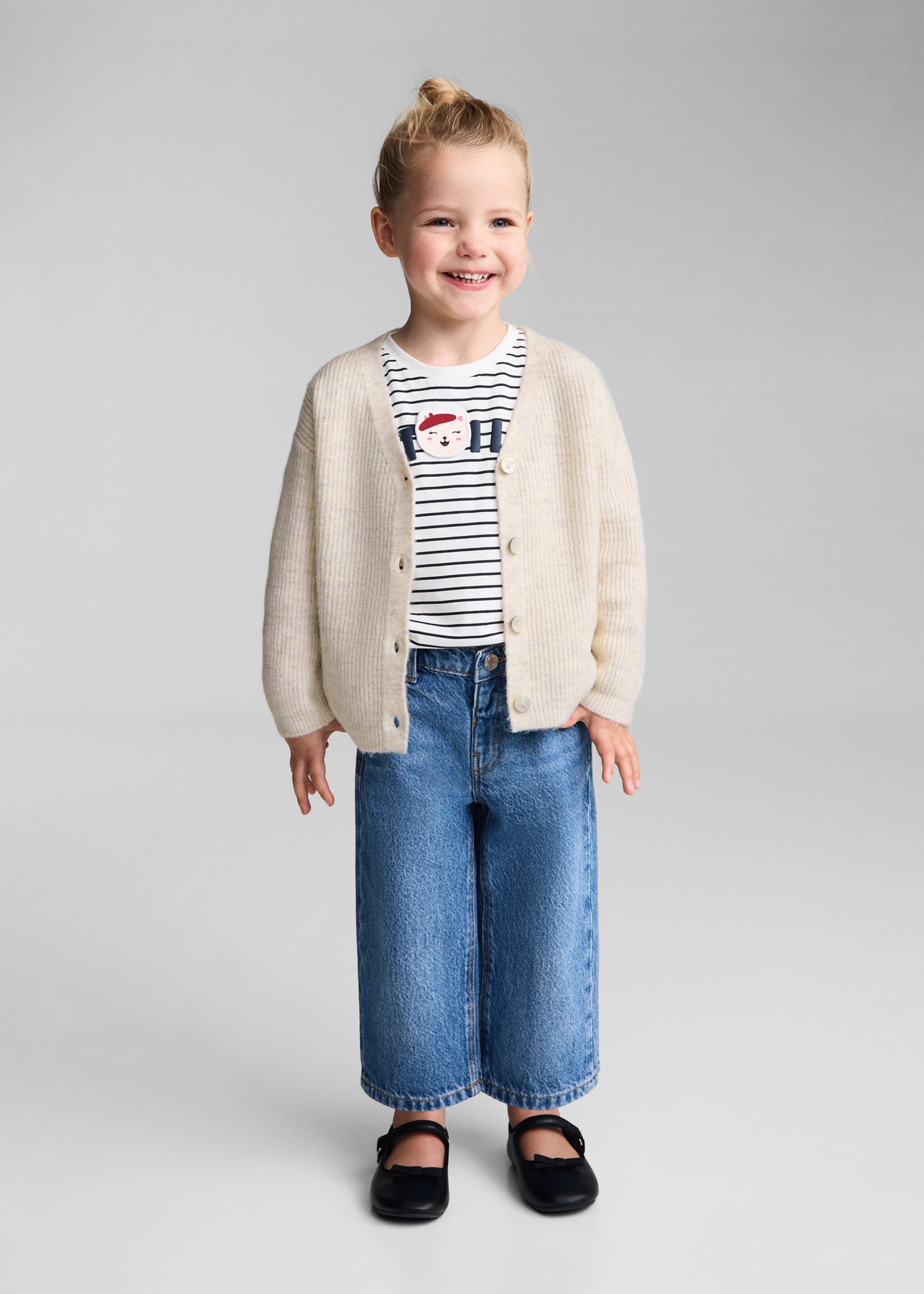 Buttoned ribbed cardigan - General plane