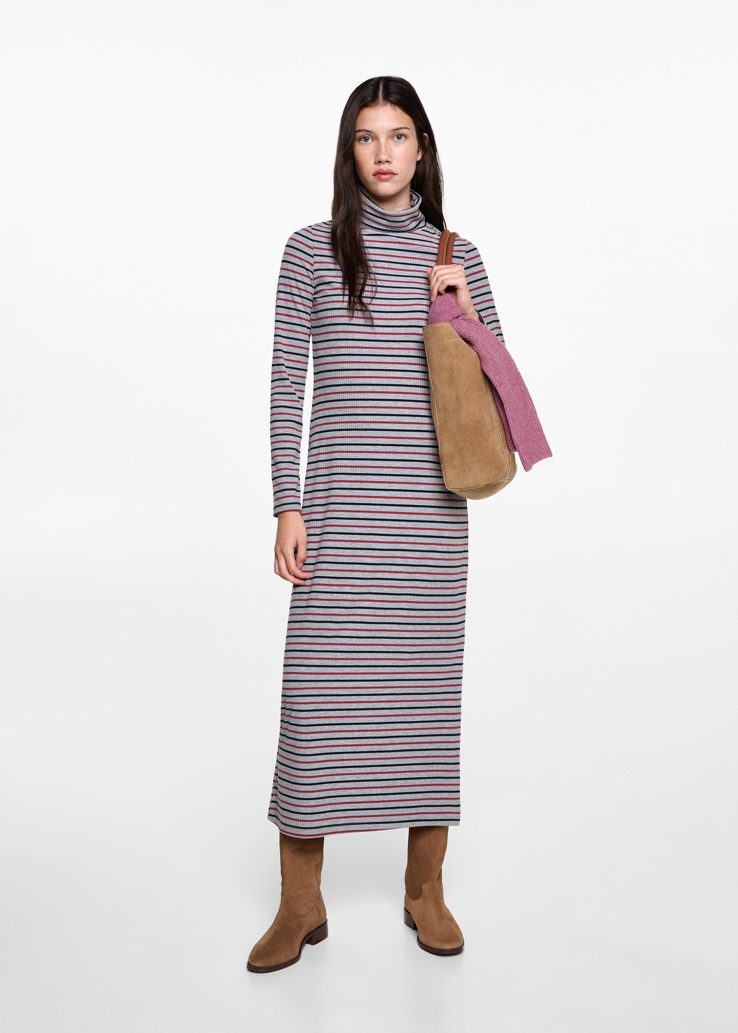 Striped turtleneck dress - General plane