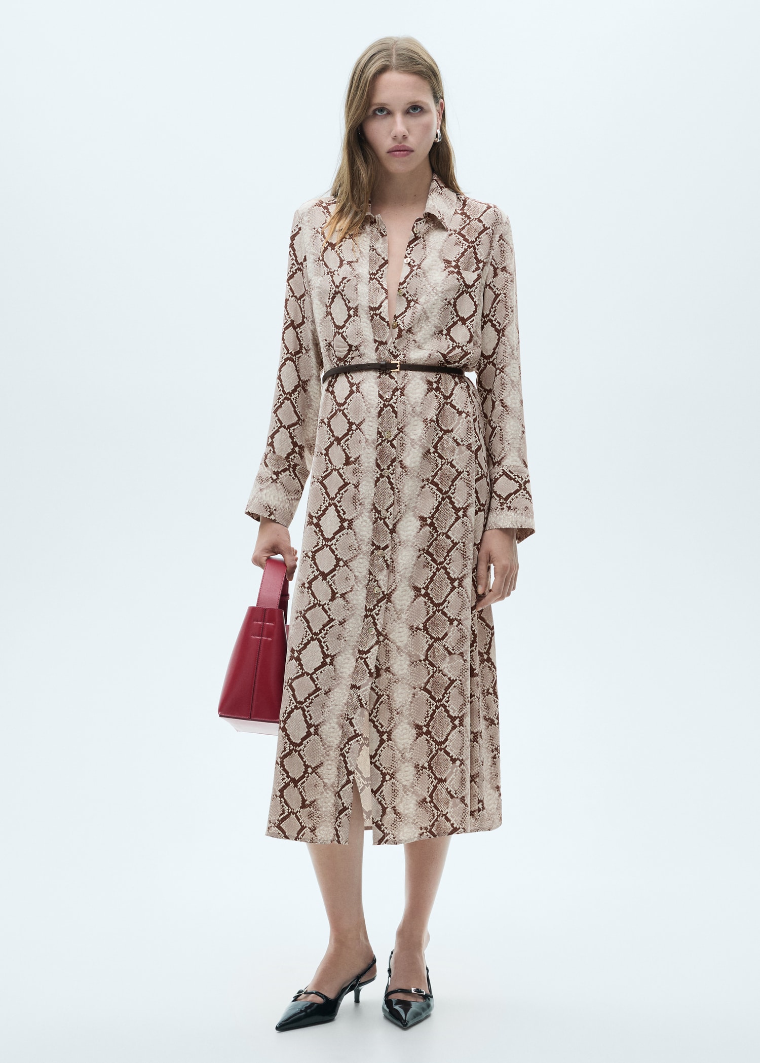 Robe chemisier en imprimé serpent Femme MANGO Tunisie