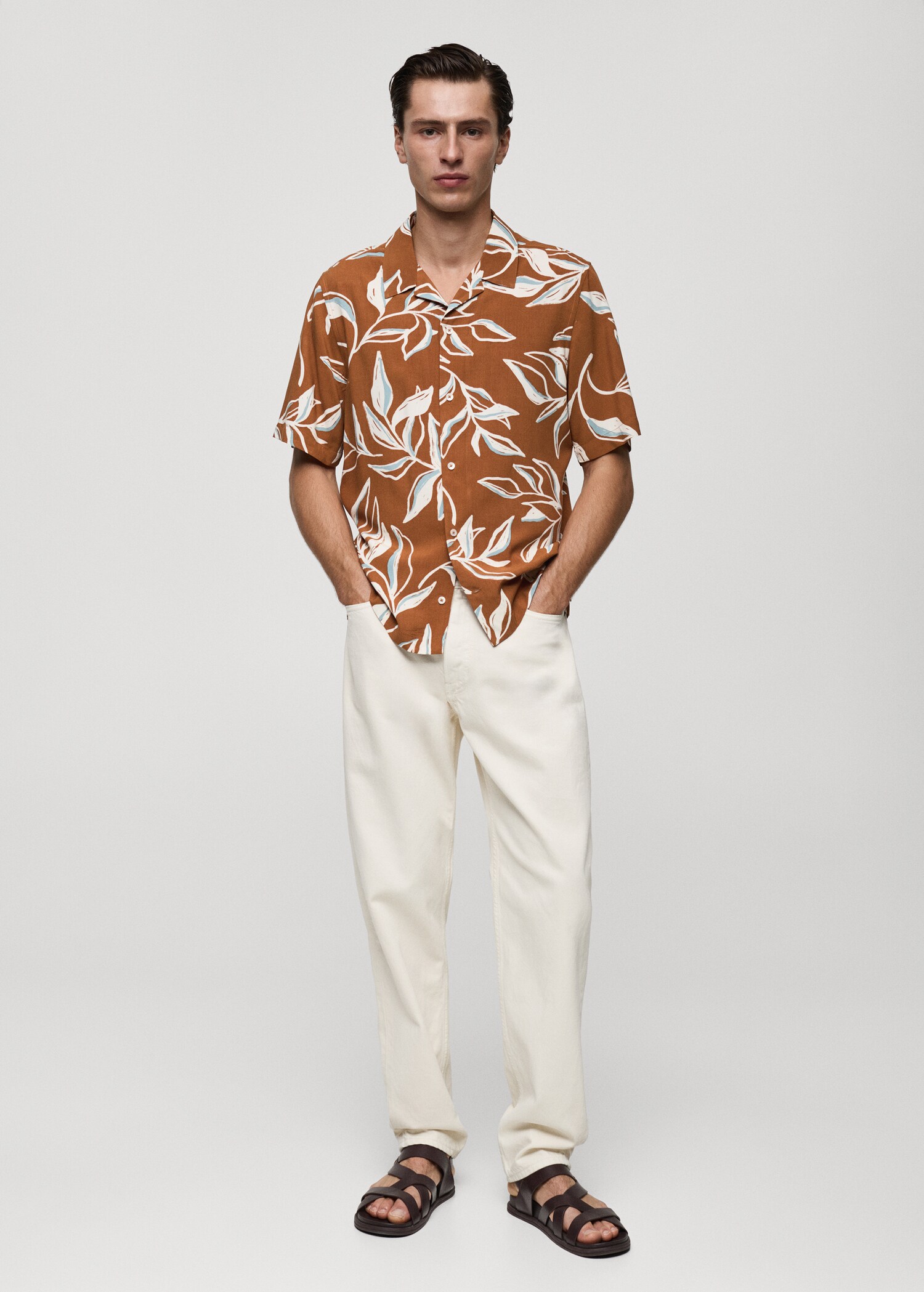 Regular-fit Hawaiian-print shirt - General plane